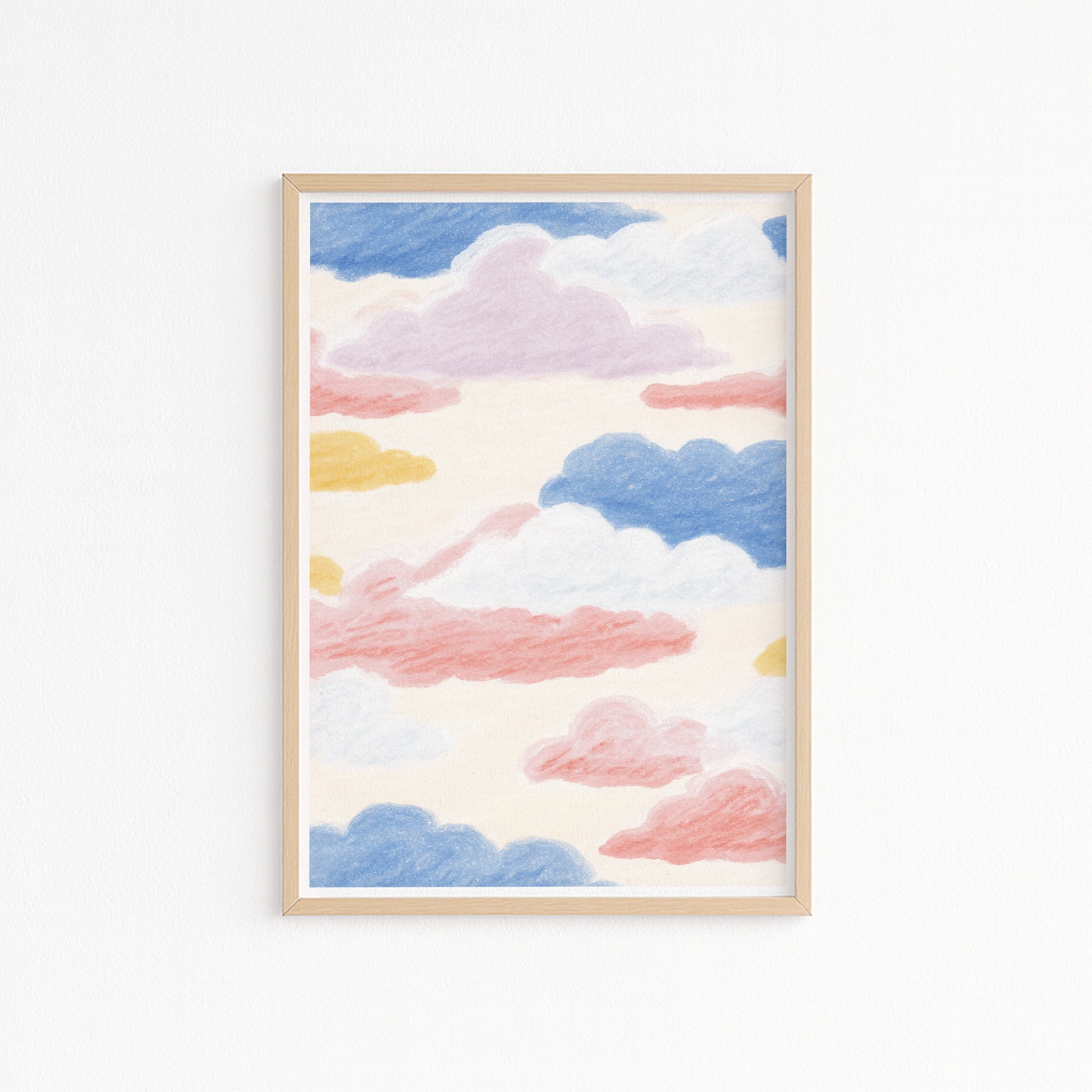 Kinderzimmerbild Wolken gemalt bunt A4 A3 - Poster für das Kinderzimmer babyzimmer