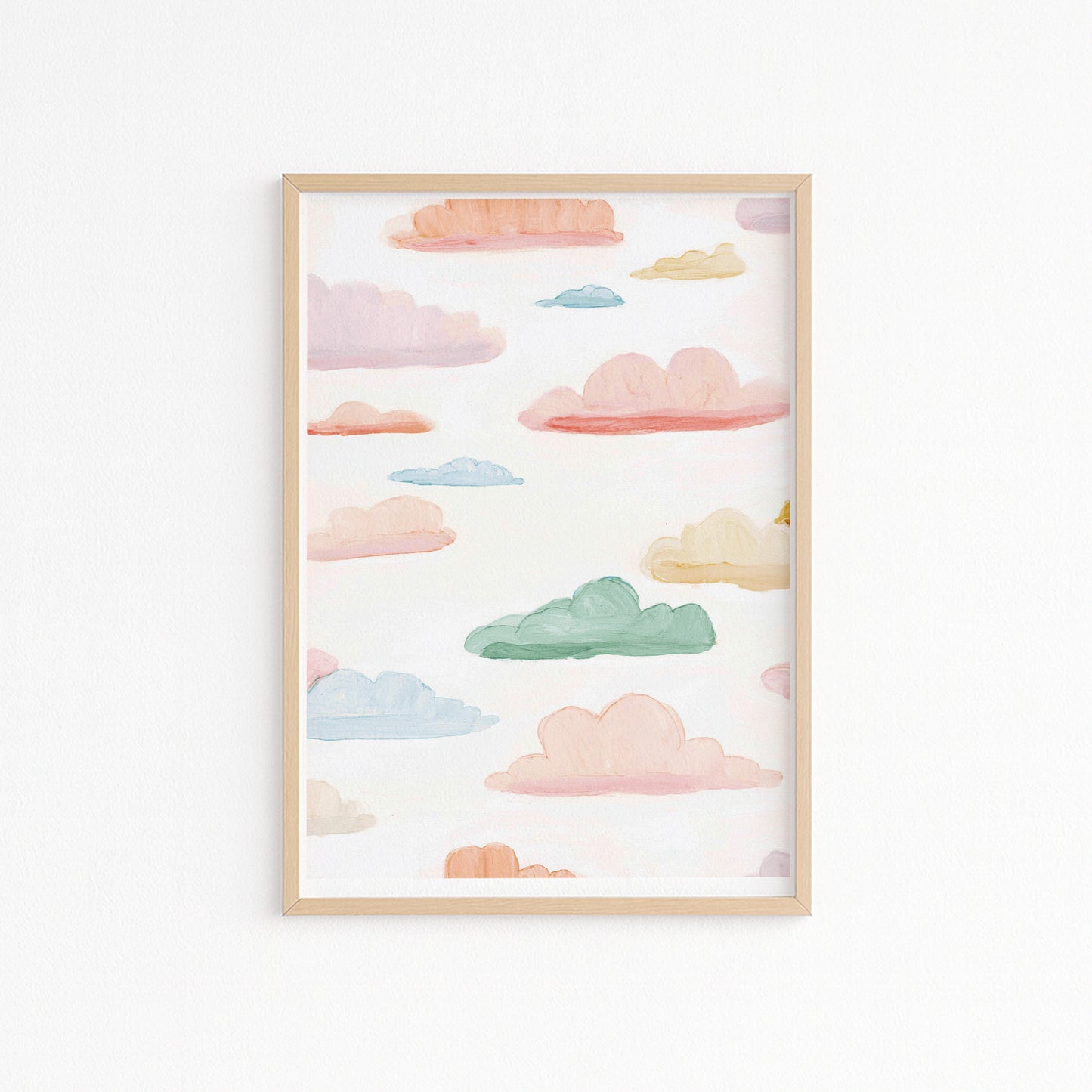 Kinderzimmerbild mit einem gemaltem Wolken bunt. Poster für das Kinderzimmer Babyzimmer