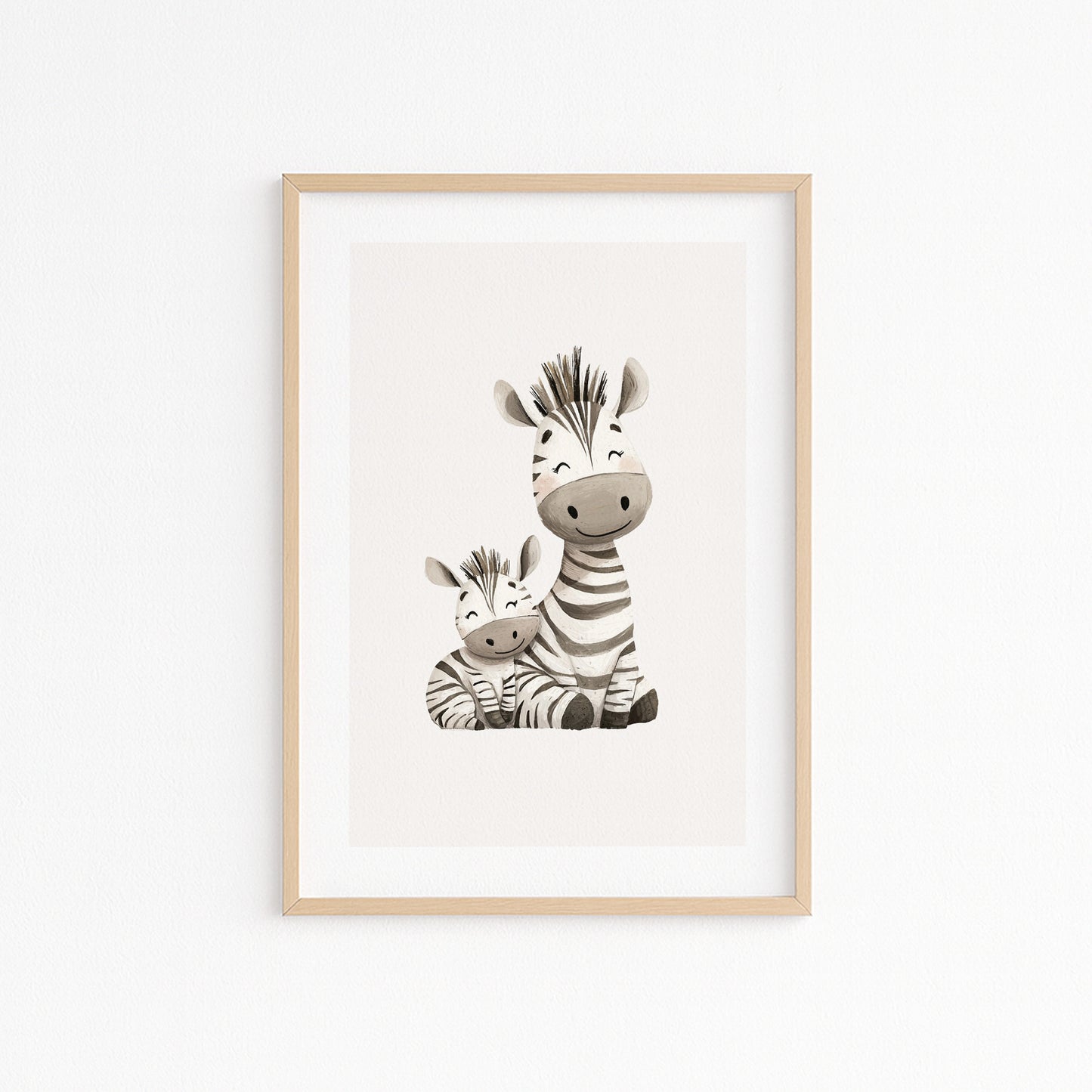 Kinderzimmerbild mit zwei Zebras gemald A4 - Poster für das Kinderzimmer babyzimmer