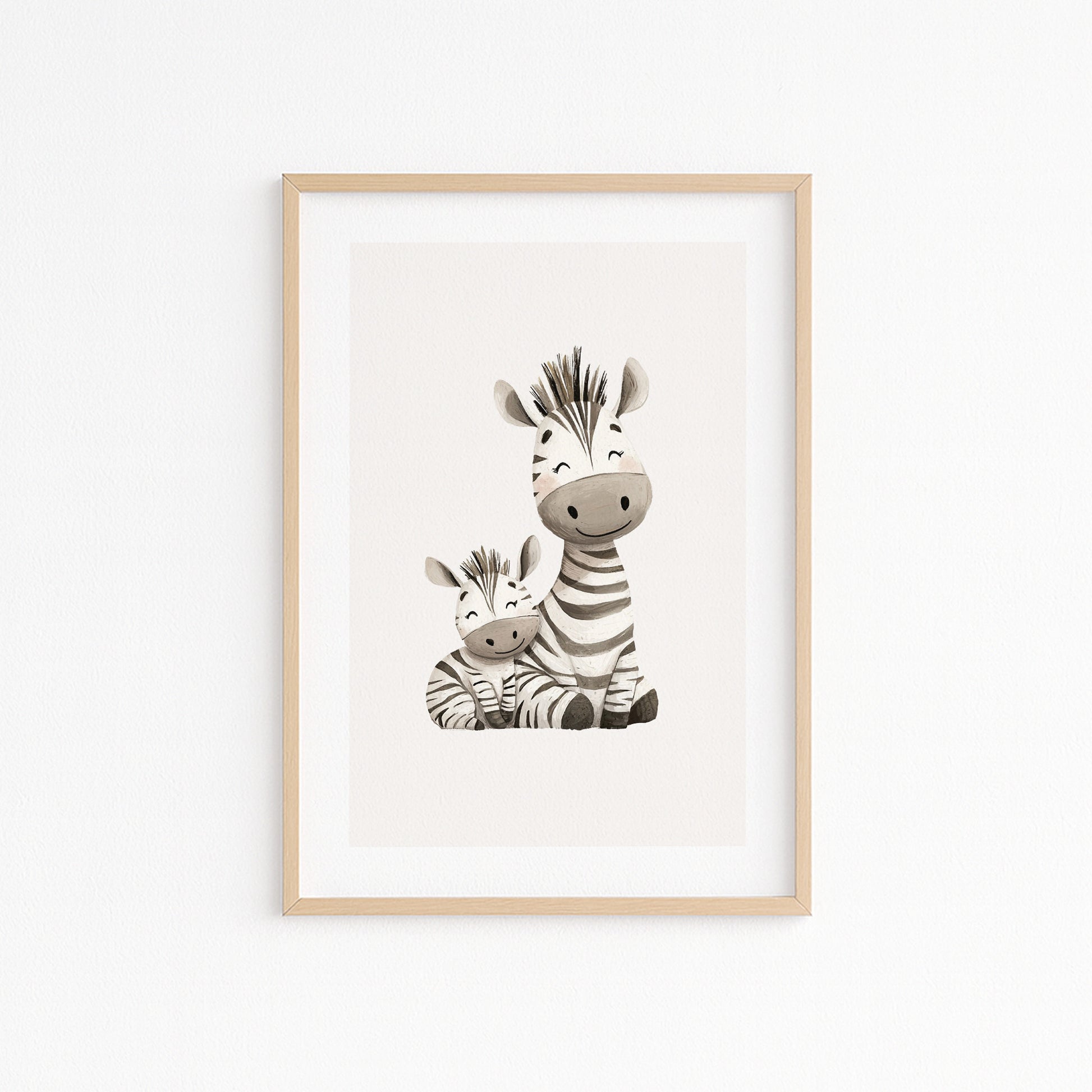 Kinderzimmerbild mit zwei Zebras gemald A4 - Poster für das Kinderzimmer babyzimmer