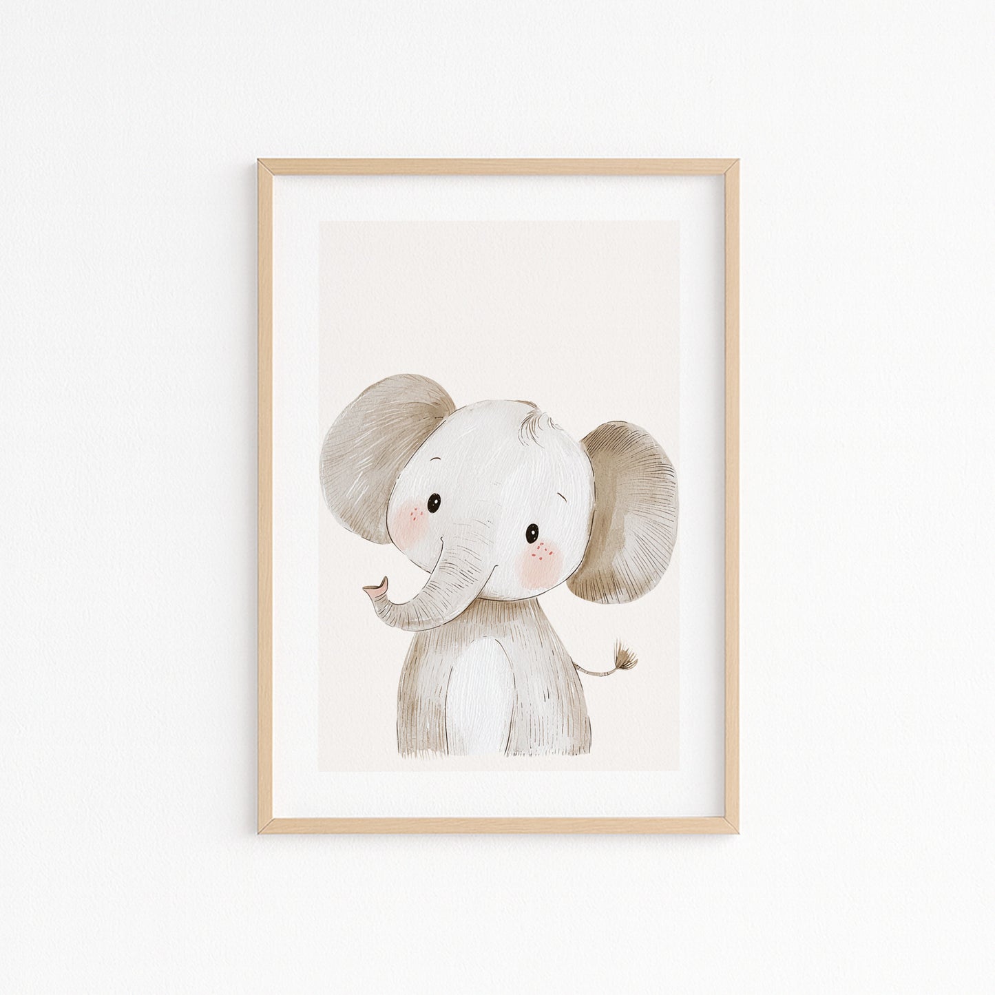 Kinderzimmerbild Elefant gemalt A4 A3 - Poster für das Kinderzimmer babyzimmer