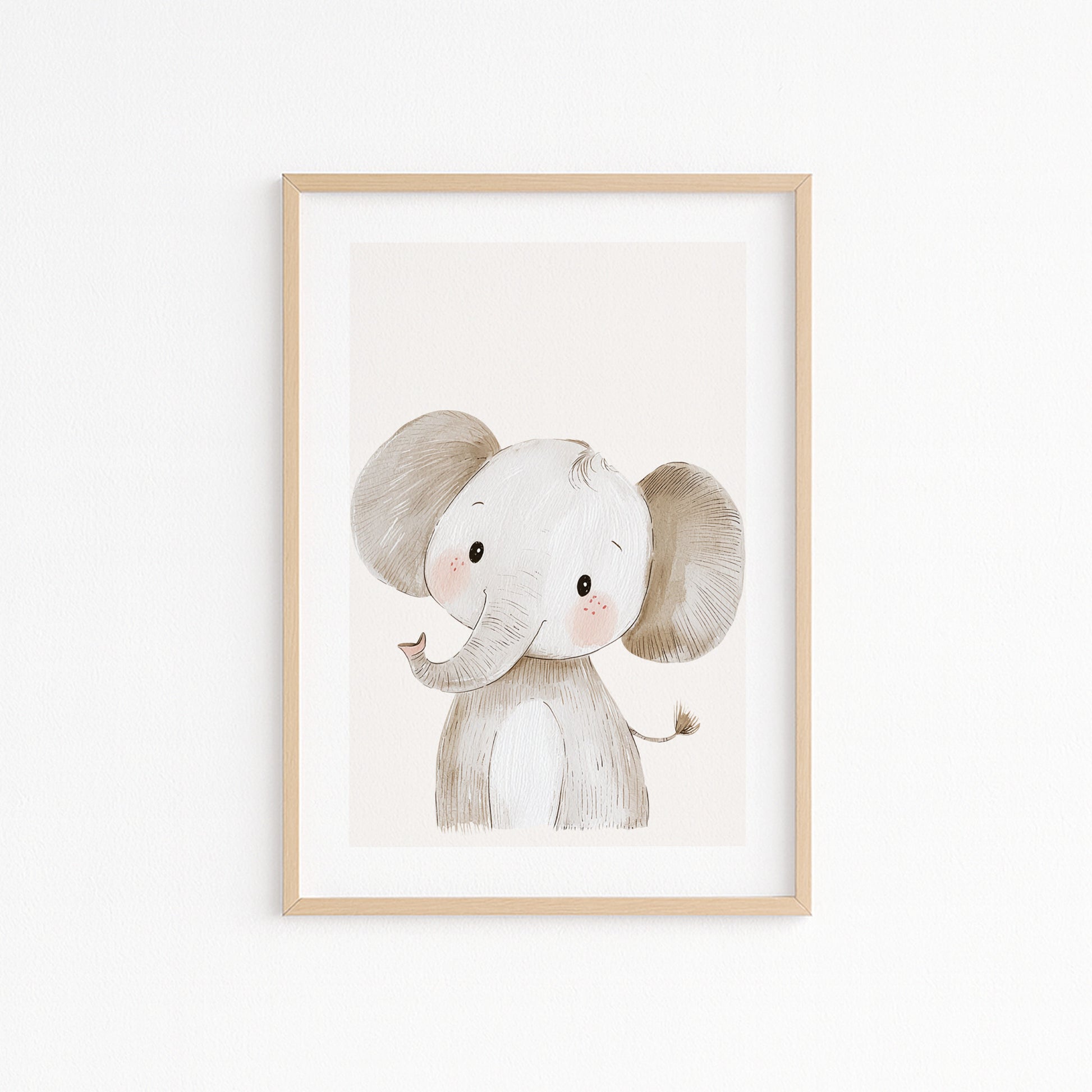 Kinderzimmerbild Elefant gemalt A4 A3 - Poster für das Kinderzimmer babyzimmer