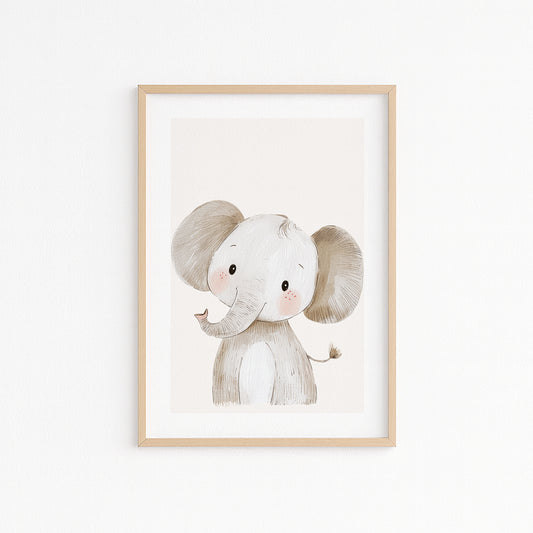 Kinderzimmerbild Elefant gemalt A4 A3 - Poster für das Kinderzimmer babyzimmer