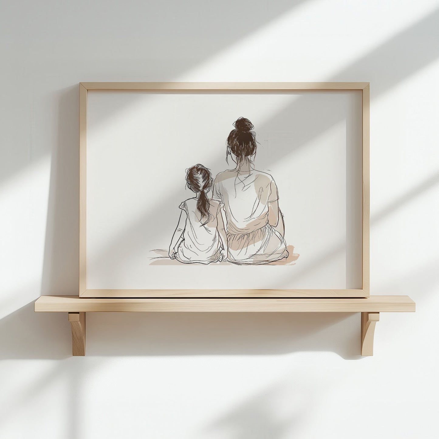 Kinderzimmerbild Mama und Tochter gemalt - Poster für das Kinderzimmer - Babyzimmer A3 & A4