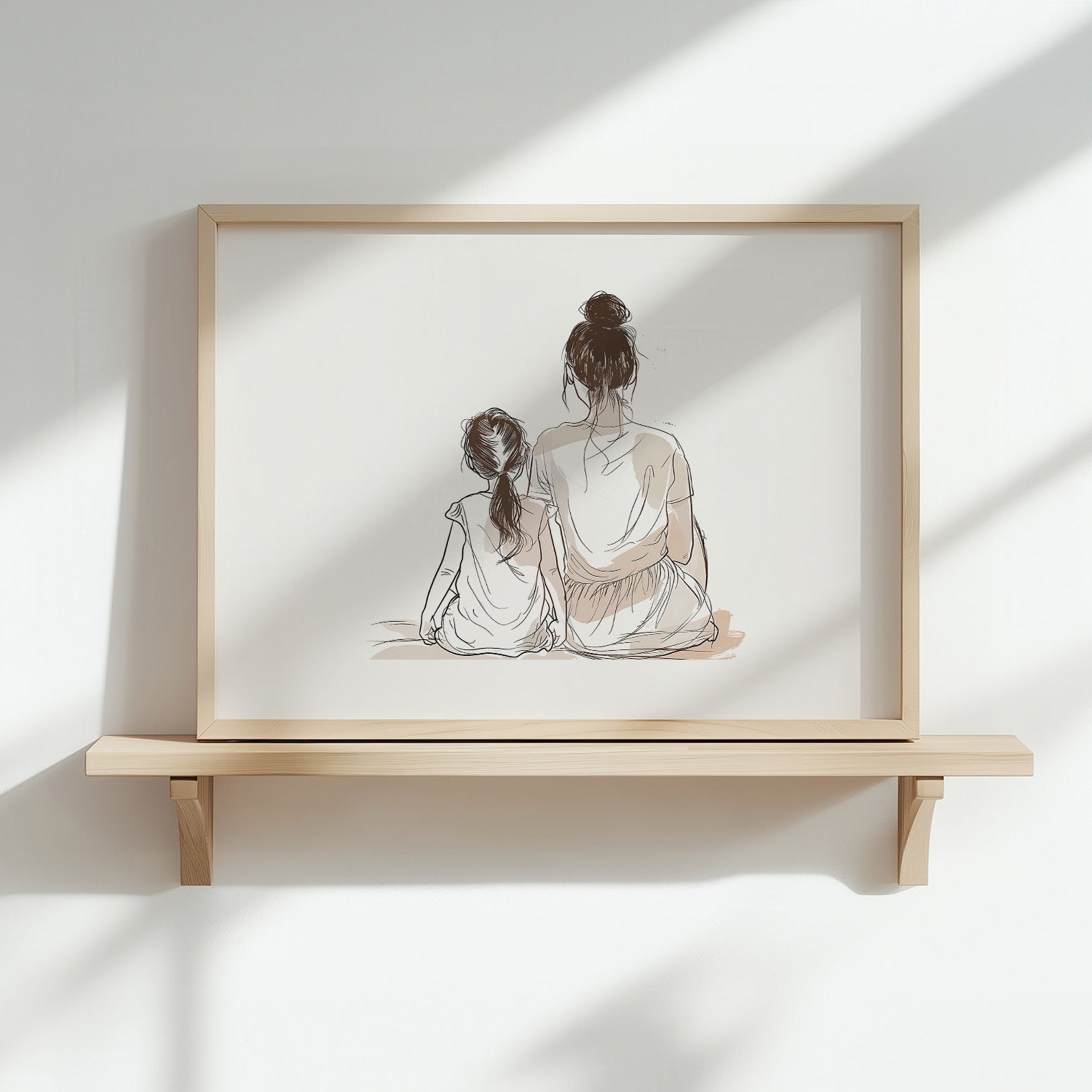 Kinderzimmerbild Mama und Tochter gemalt - Poster für das Kinderzimmer - Babyzimmer A3 & A4