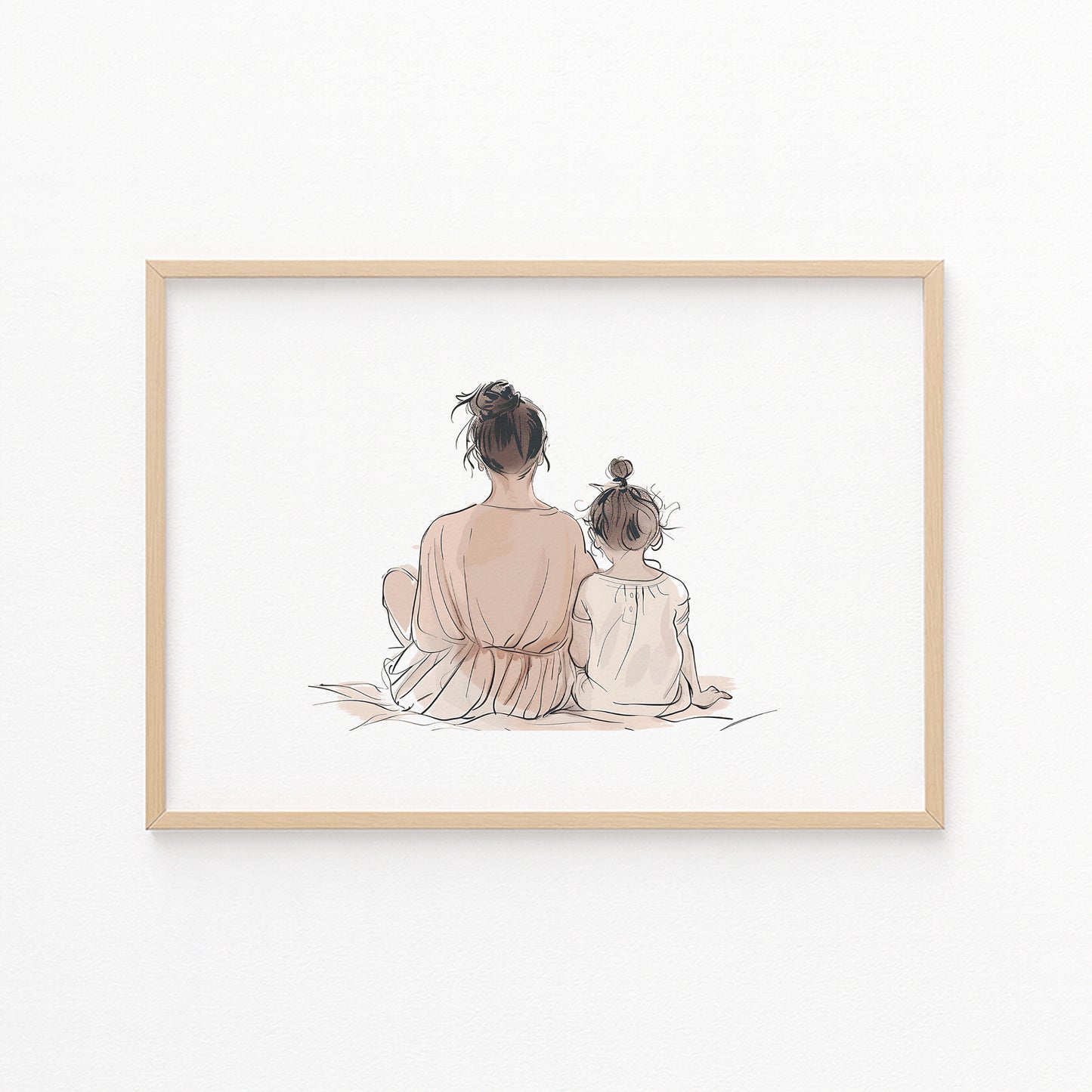 Kinderzimmerbild Mama und Tochter gemalt - Poster für das Kinderzimmer - Babyzimmer A3 & A4