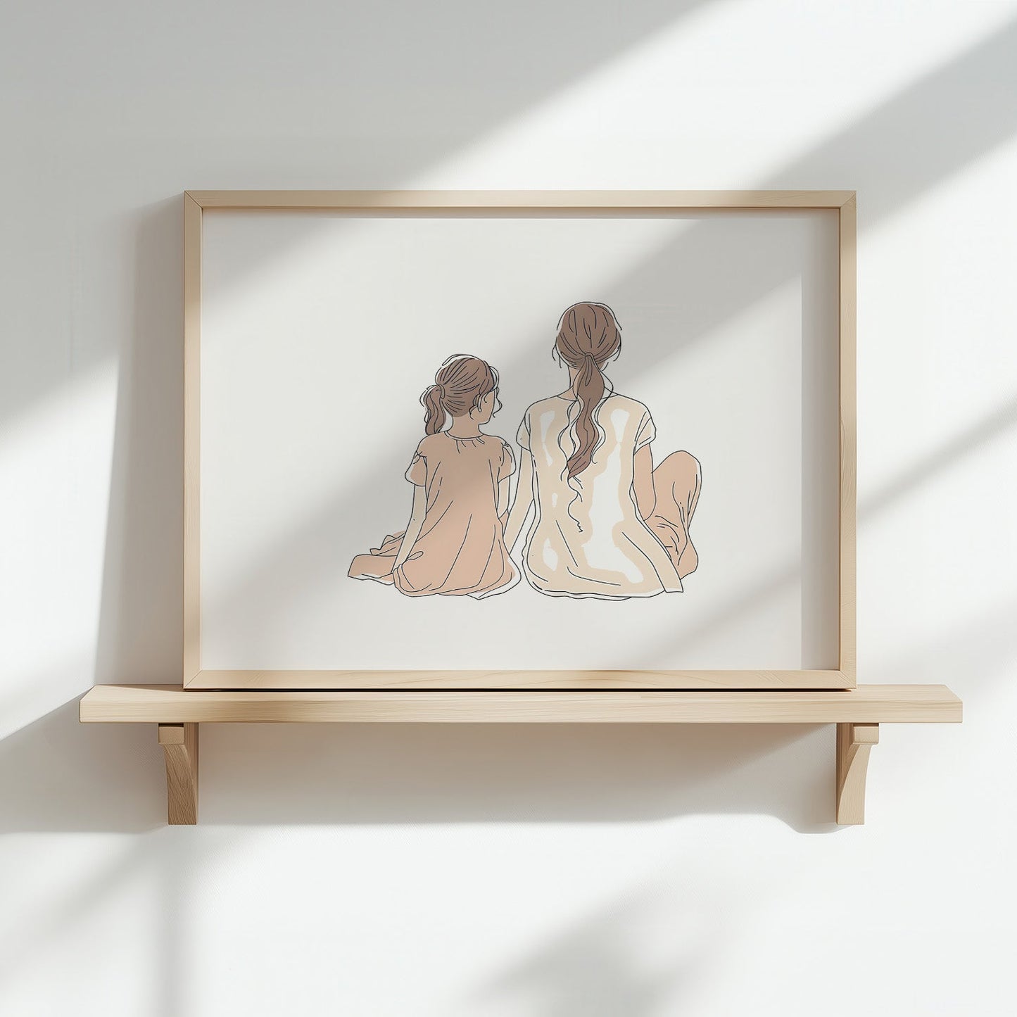 Kinderzimmerbild Mama und Tochter gemalt - Poster für das Kinderzimmer - Babyzimmer A3 & A4