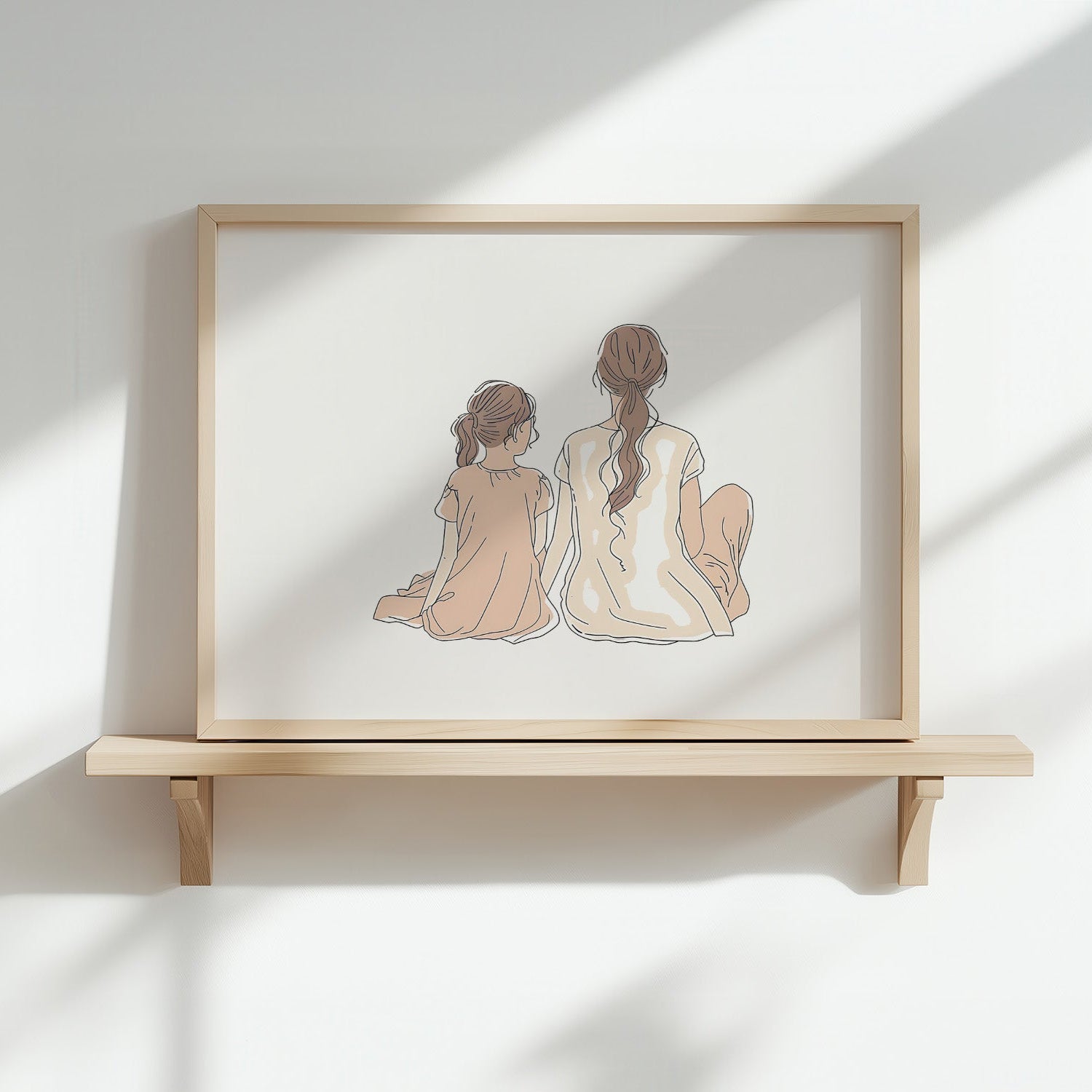 Kinderzimmerbild Mama und Tochter gemalt - Poster für das Kinderzimmer - Babyzimmer A3 & A4