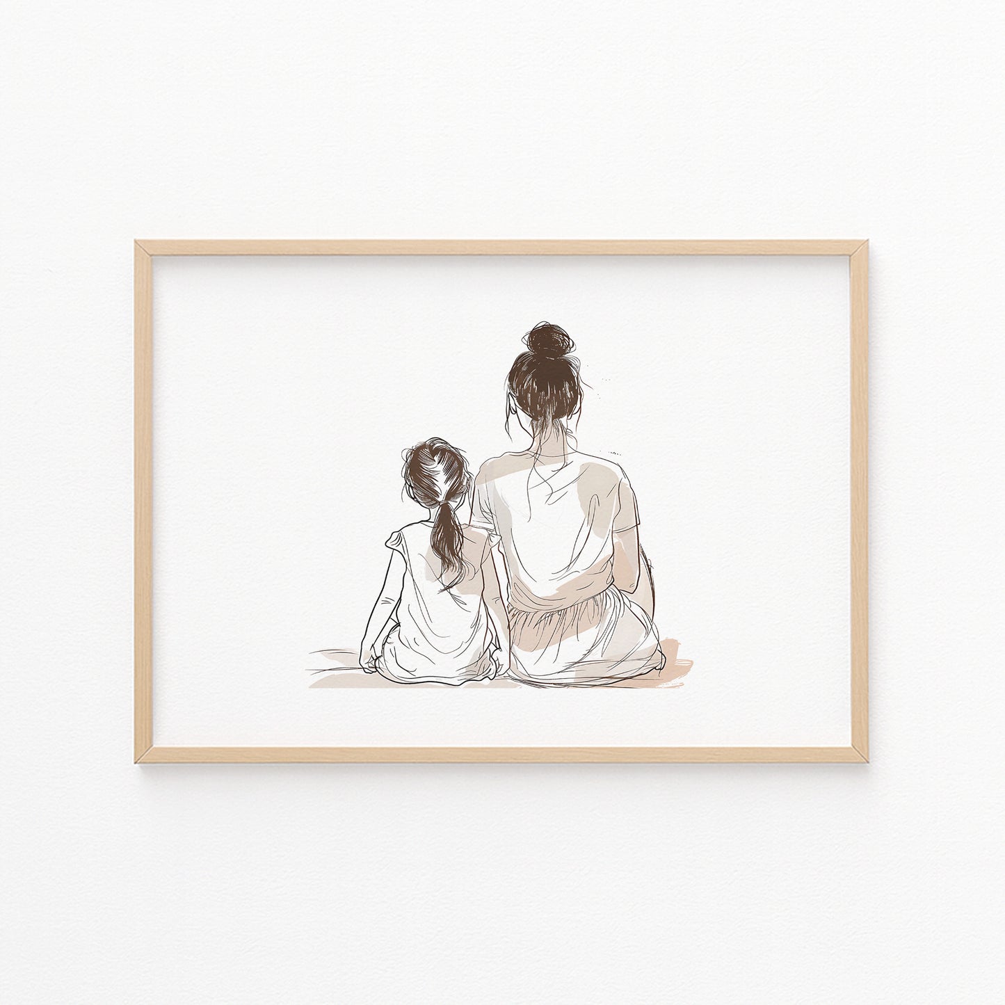 Kinderzimmerbild Mama und Tochter gemalt - Poster für das Kinderzimmer - Babyzimmer A3 & A4