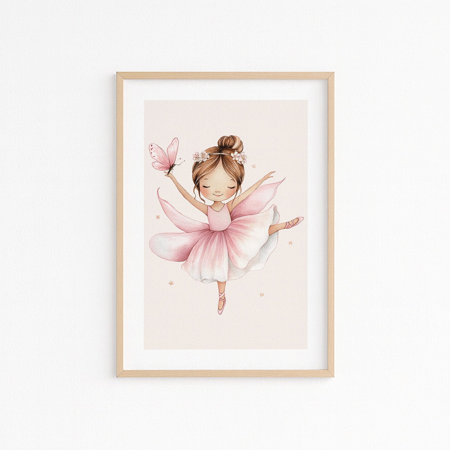 Kinderzimmerbild mit eine Ballerina tänzerin mit einem rosa kleid - Kinderzimmer poster