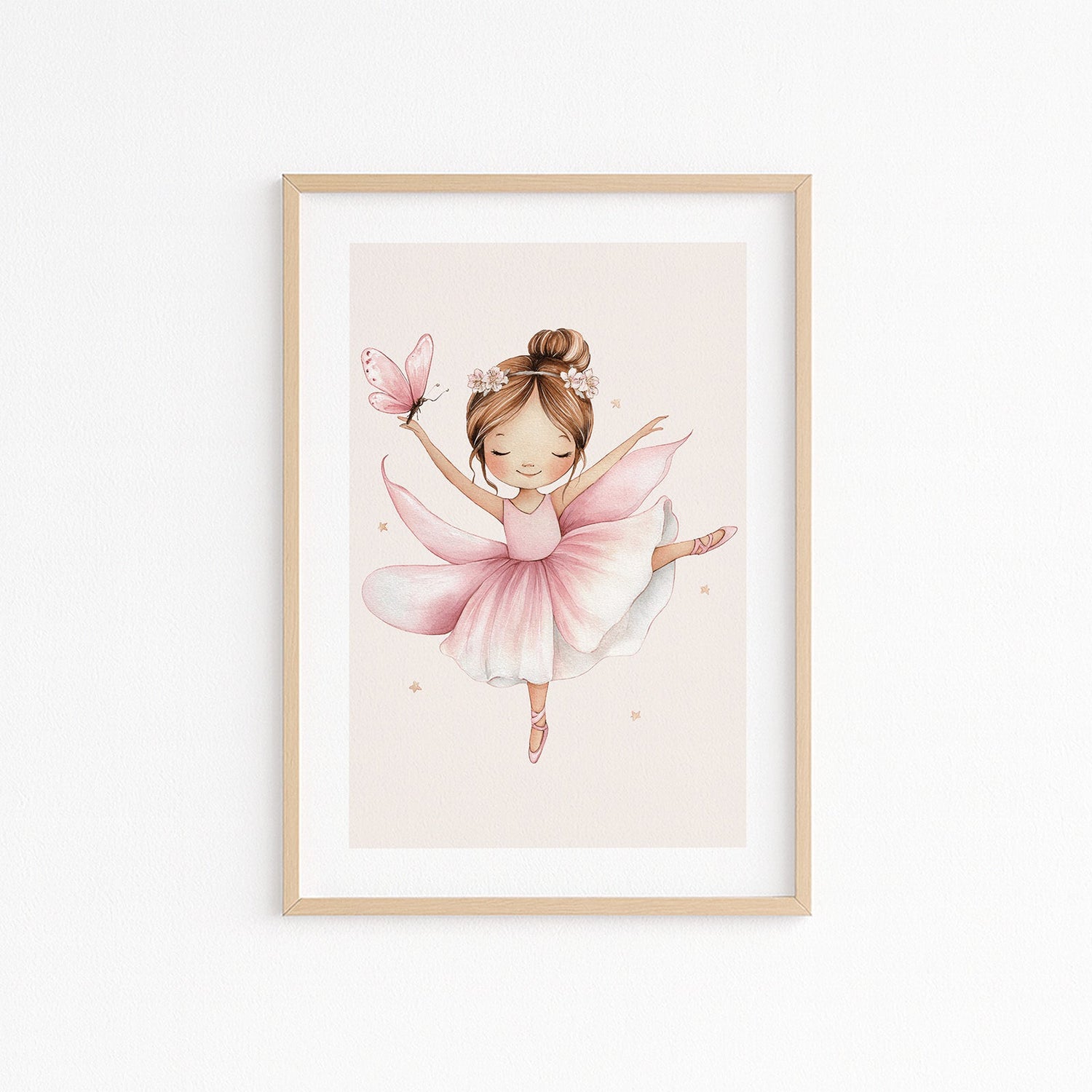 Kinderzimmerbild mit eine Ballerina tänzerin mit einem rosa kleid - Kinderzimmer poster