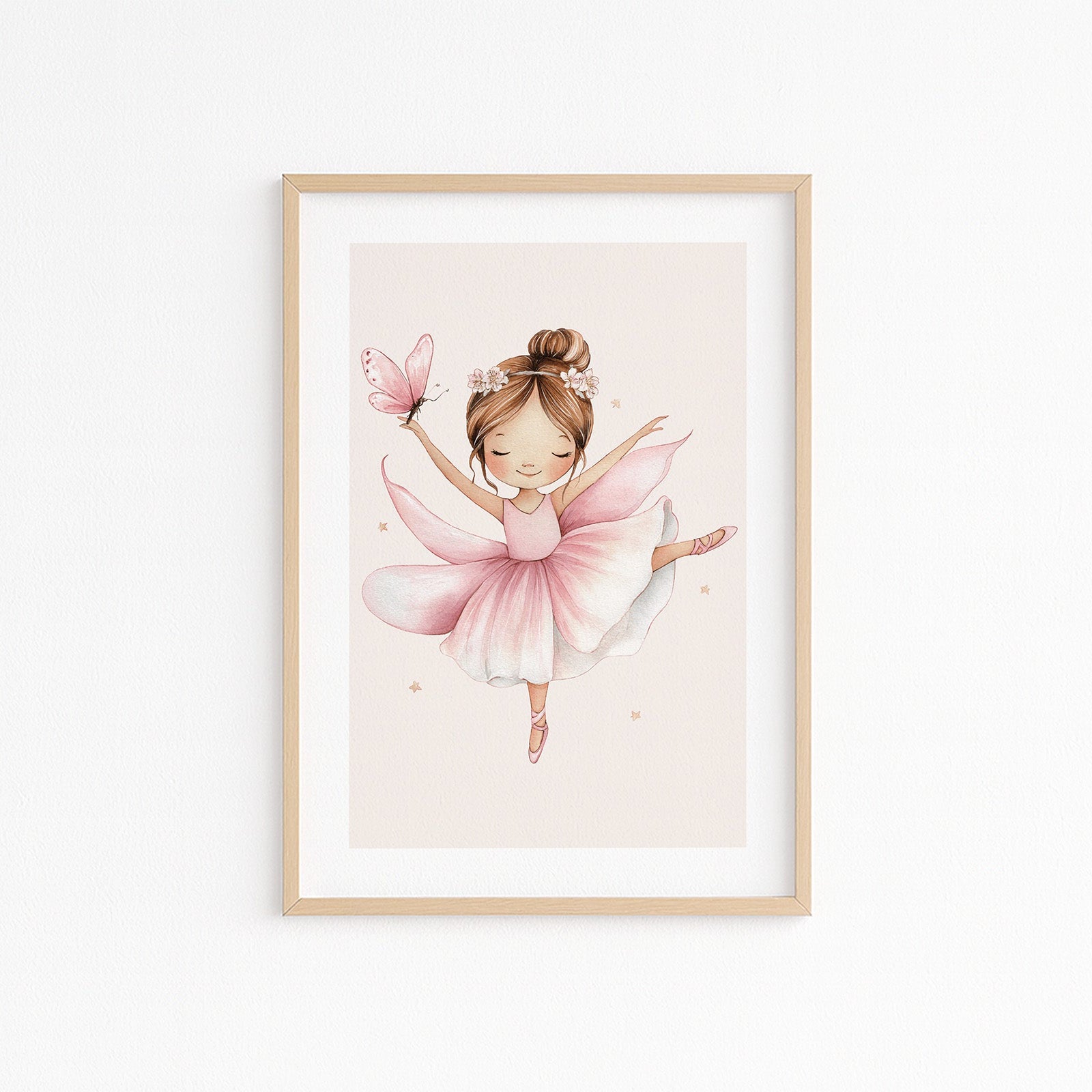 Kinderzimmerbild mit eine Ballerina tänzerin mit einem rosa kleid - Kinderzimmer poster