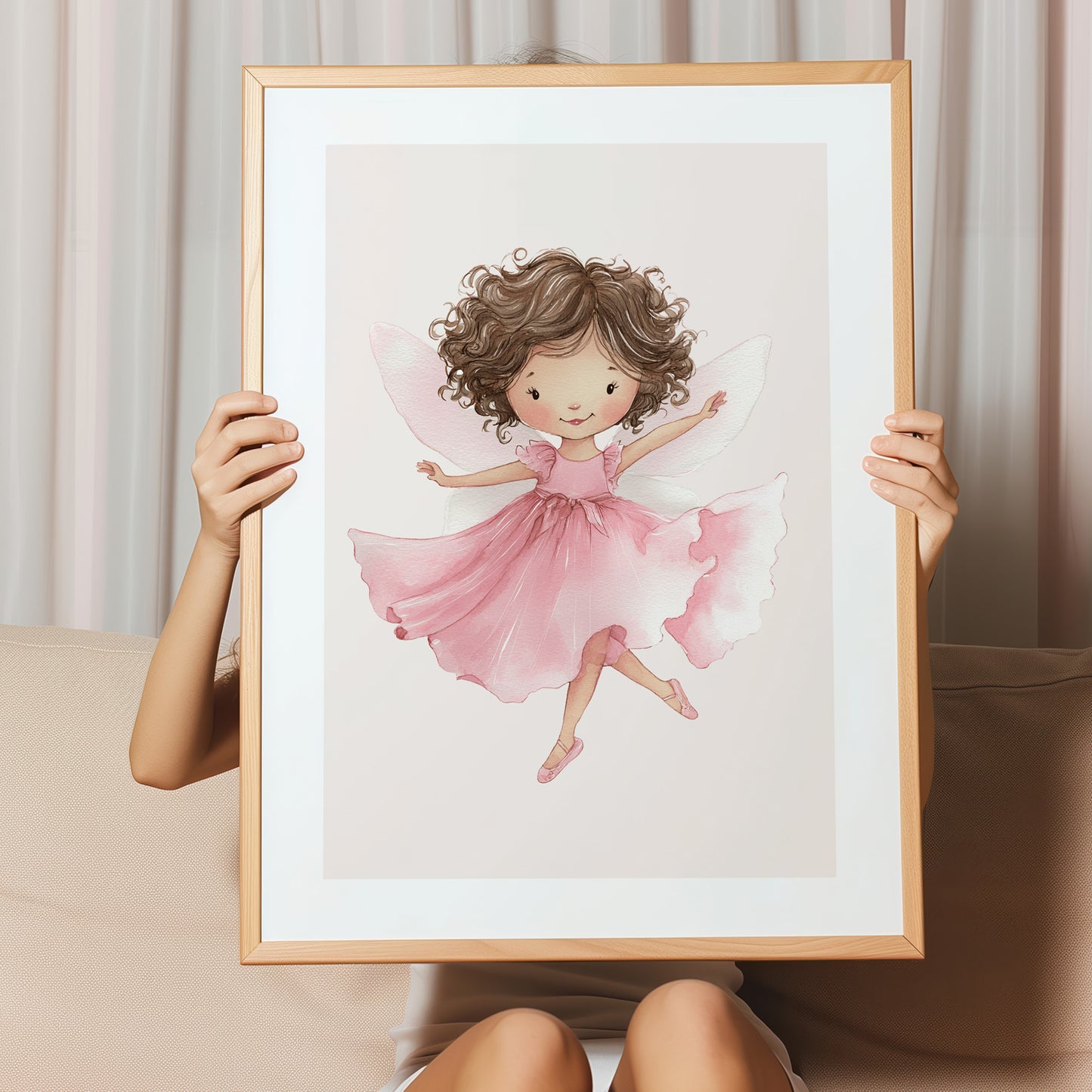 Kinderzimmerbild mit einer gemalten Ballerina Fee. Poster für das Kinderzimmer 