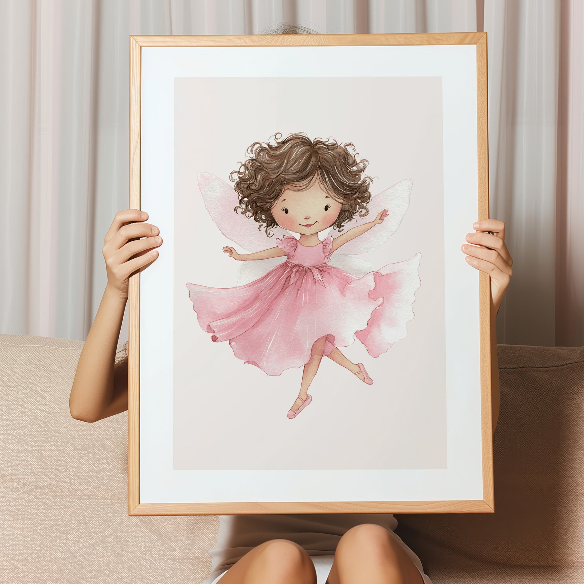 Kinderzimmerbild mit einer gemalten Ballerina Fee. Poster für das Kinderzimmer 