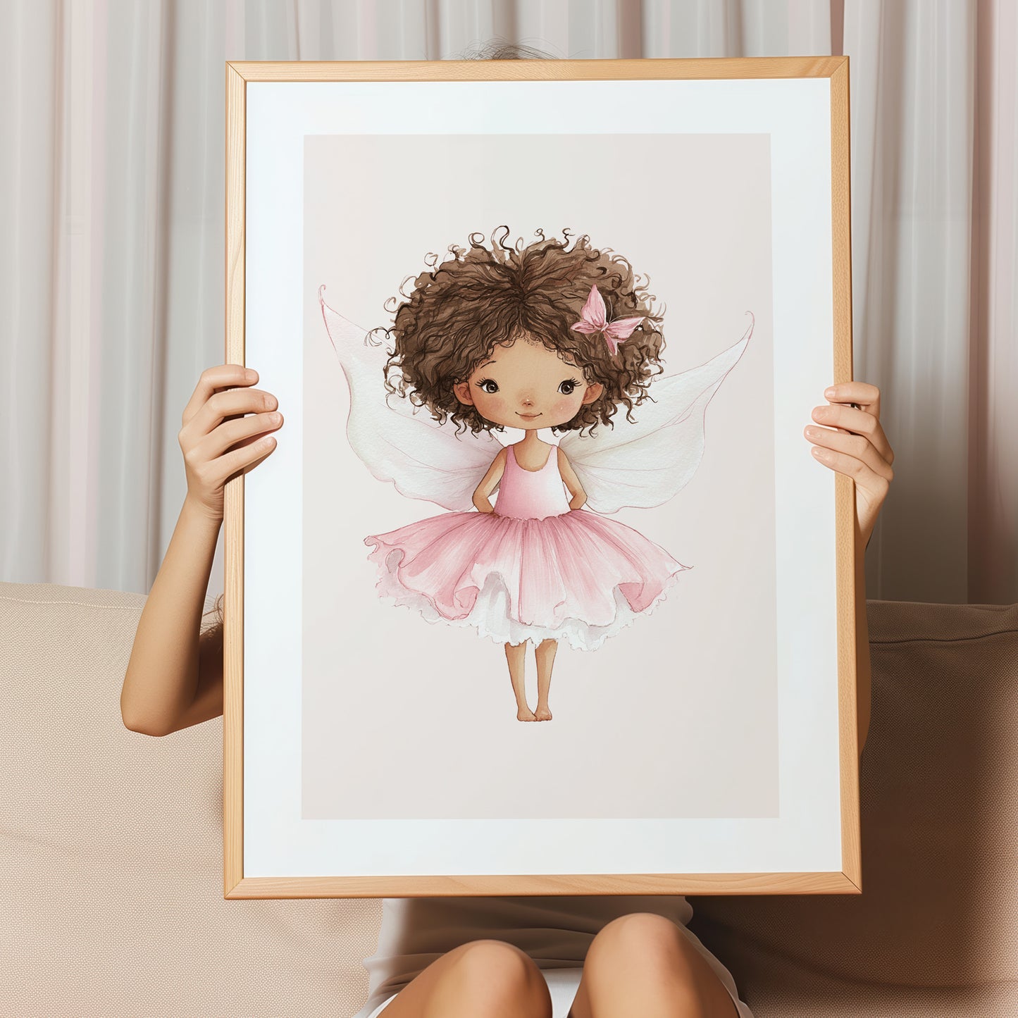 Kinderzimmerbild mit einer gemalten Ballerina Fee. Poster für das Kinderzimmer 