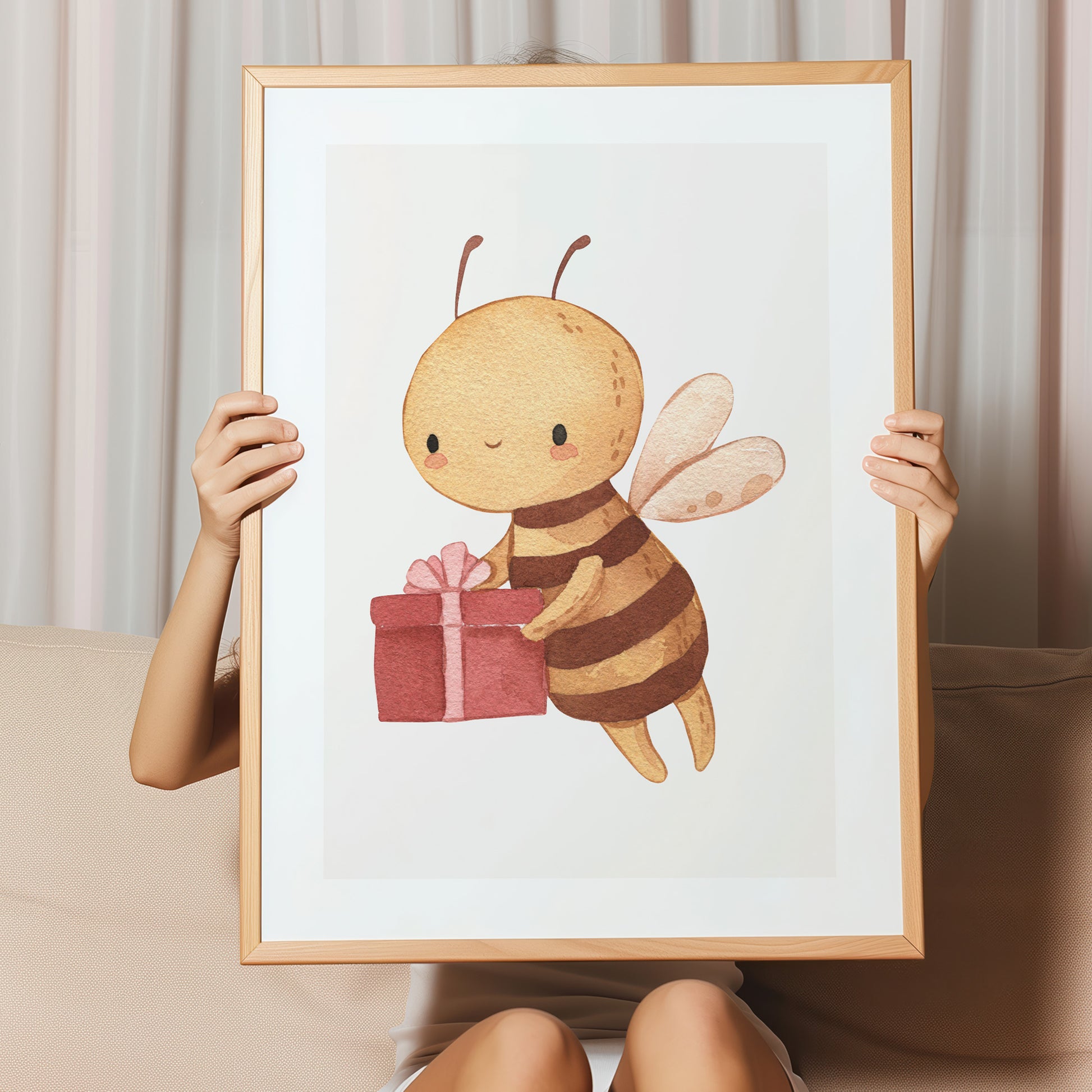 Kinderzimmerbild Biene gemalt A4 A3 - Poster für das Kinderzimmer babyzimmer