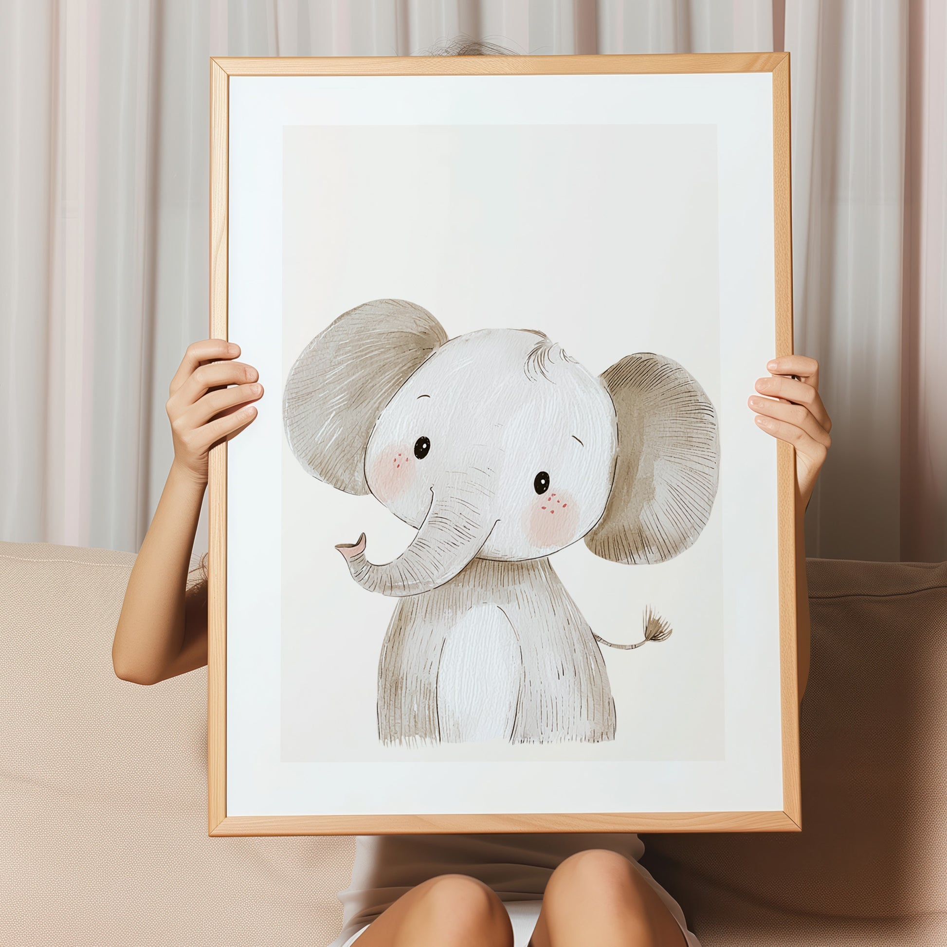 Kinderzimmerbild Elefant gemalt A4 A3 - Poster für das Kinderzimmer babyzimmer