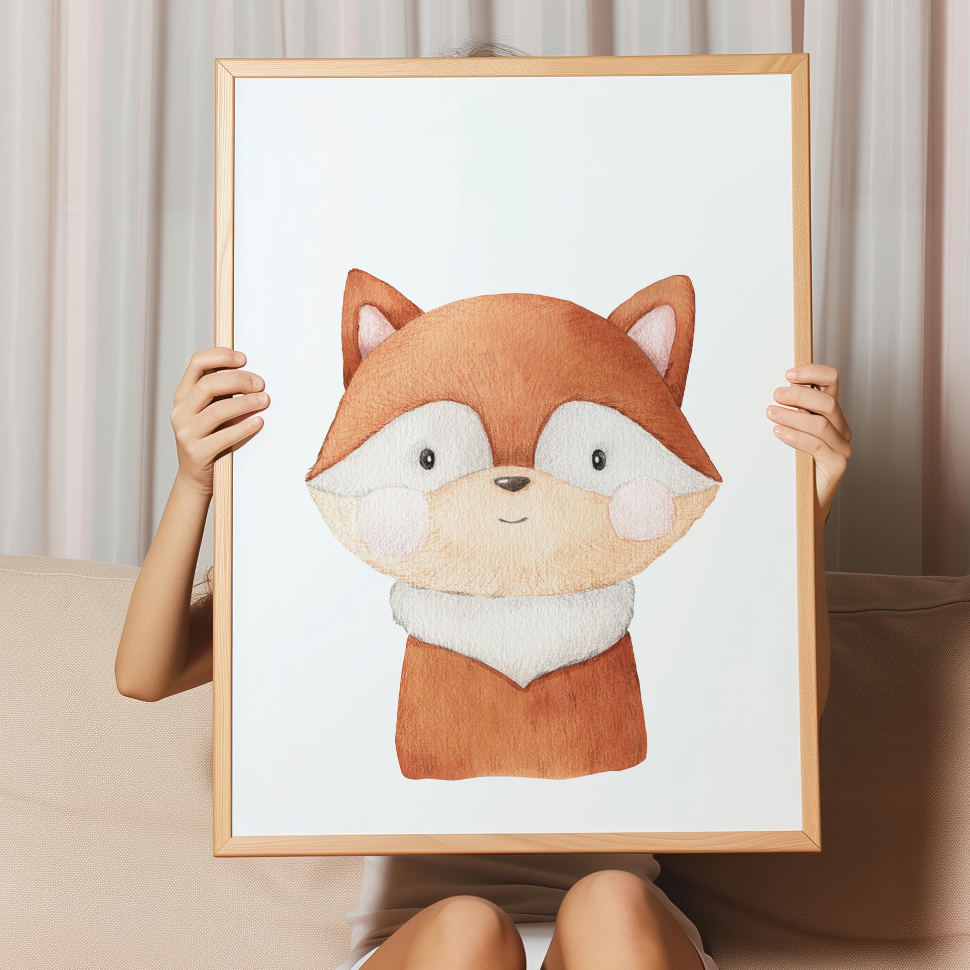 Kinderzimmerbild Fuchs gemalt A4 A3 - Poster für das Kinderzimmer babyzimmer