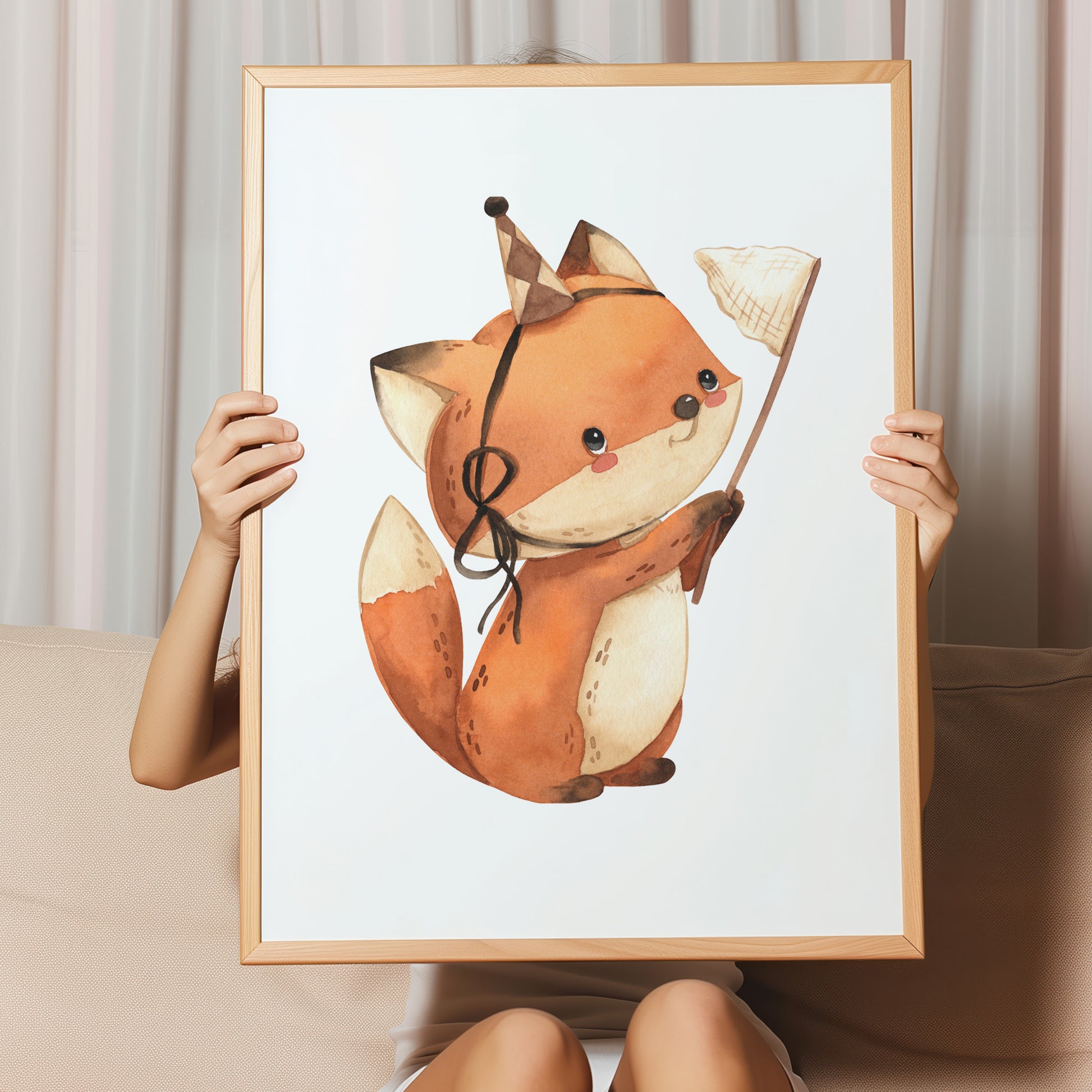 Kinderzimmerbild Fuchs mit Traumfänger Din A4 A3 - Poster für das Kinderzimmer babyzimmer 