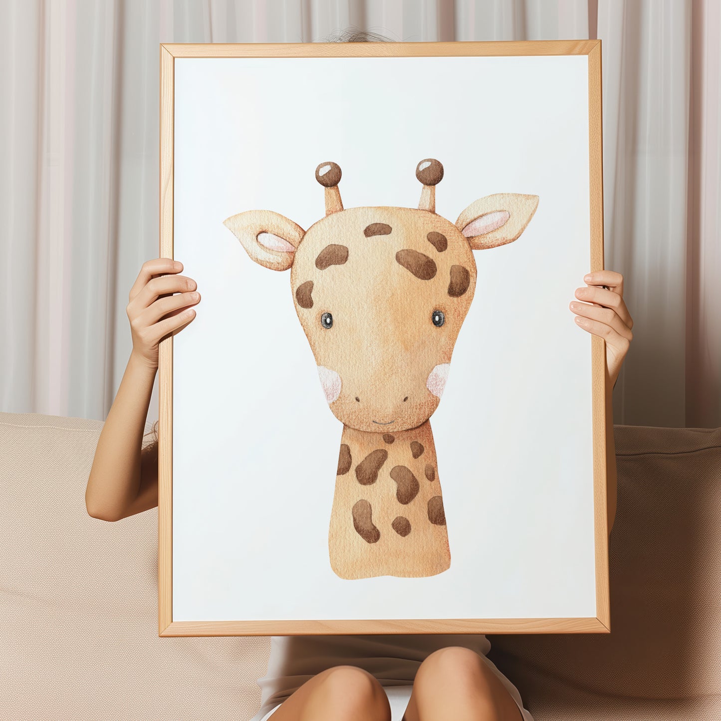 Kinderzimmerbild Giraffe gemald A4 A3 - Poster für das Kinderzimmer babyzimmer
