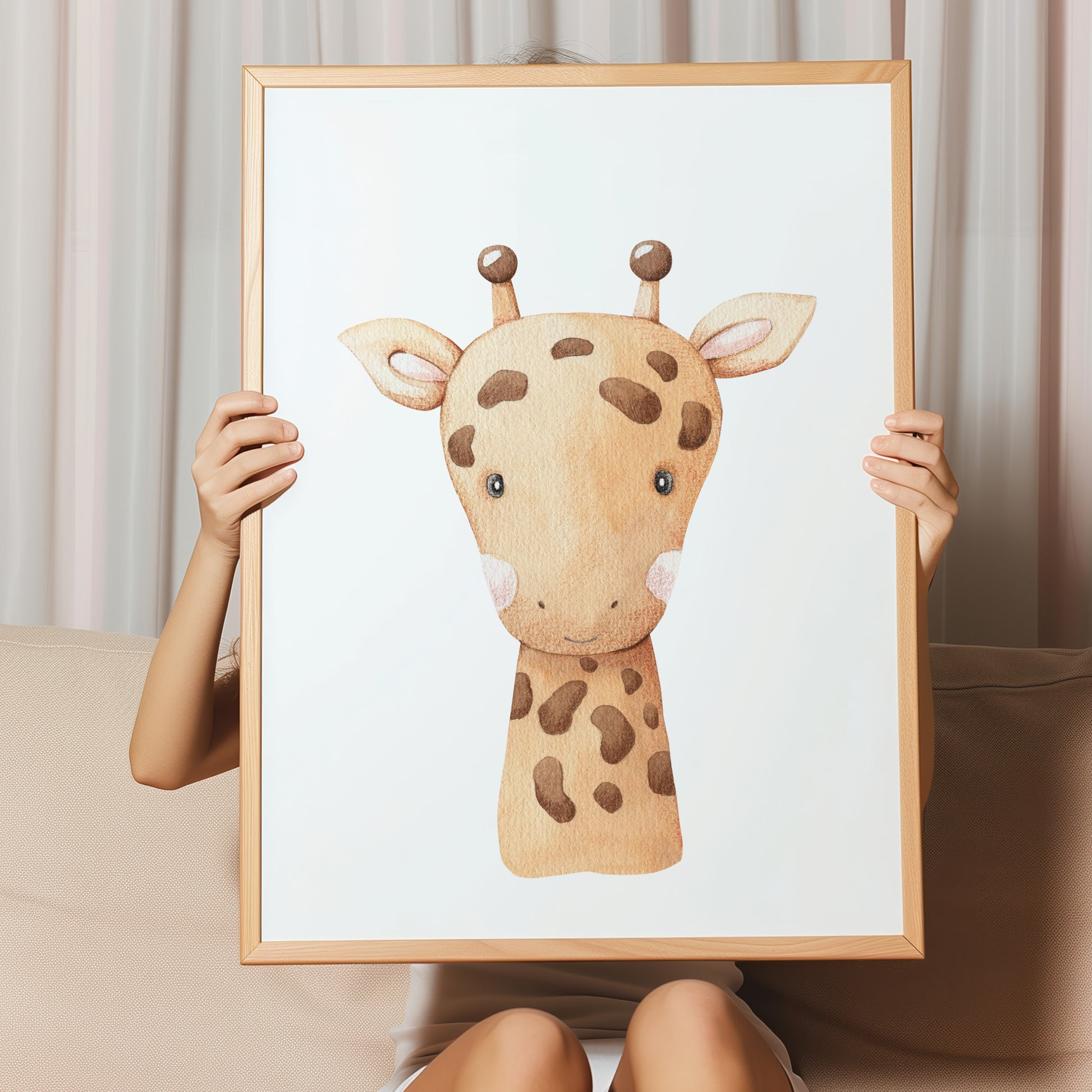 Kinderzimmerbild Giraffe gemald A4 A3 - Poster für das Kinderzimmer babyzimmer