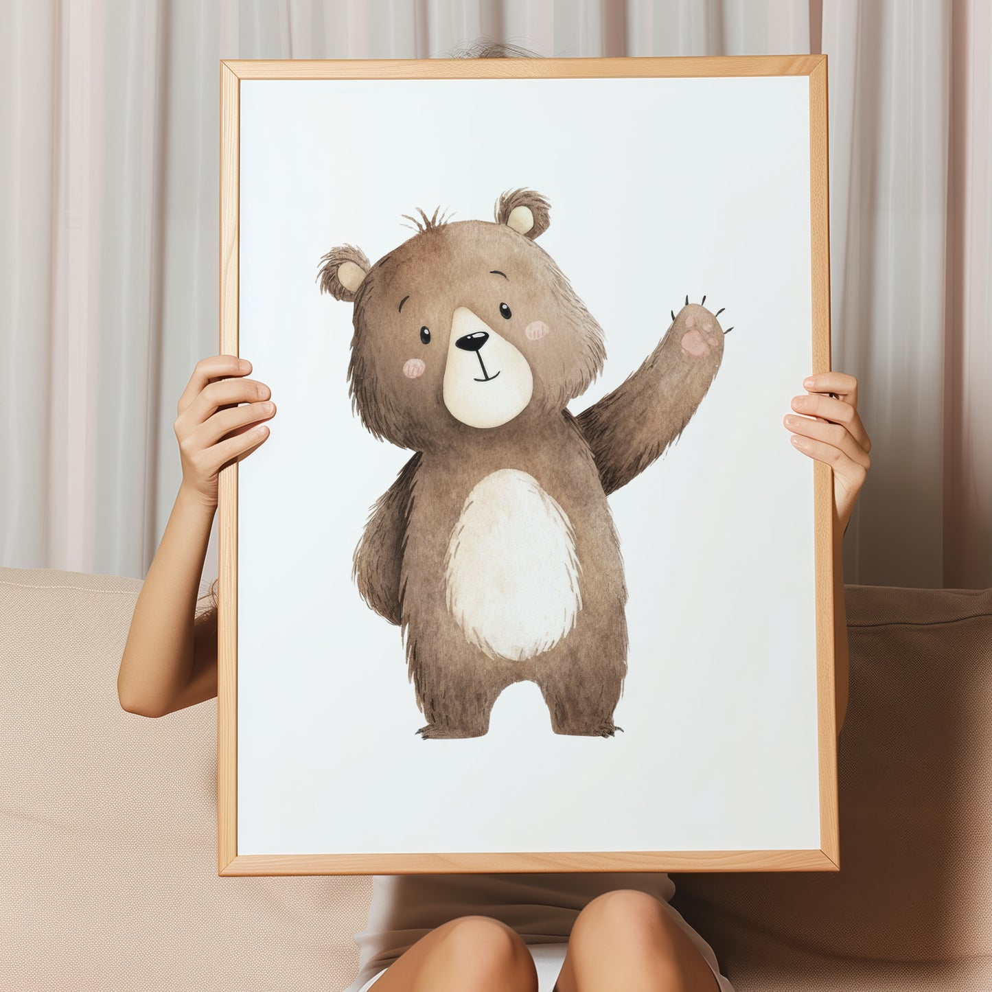 Kinderzimmerbild Bär gemalt A4 A3 - Poster für das Kinderzimmer babyzimmer