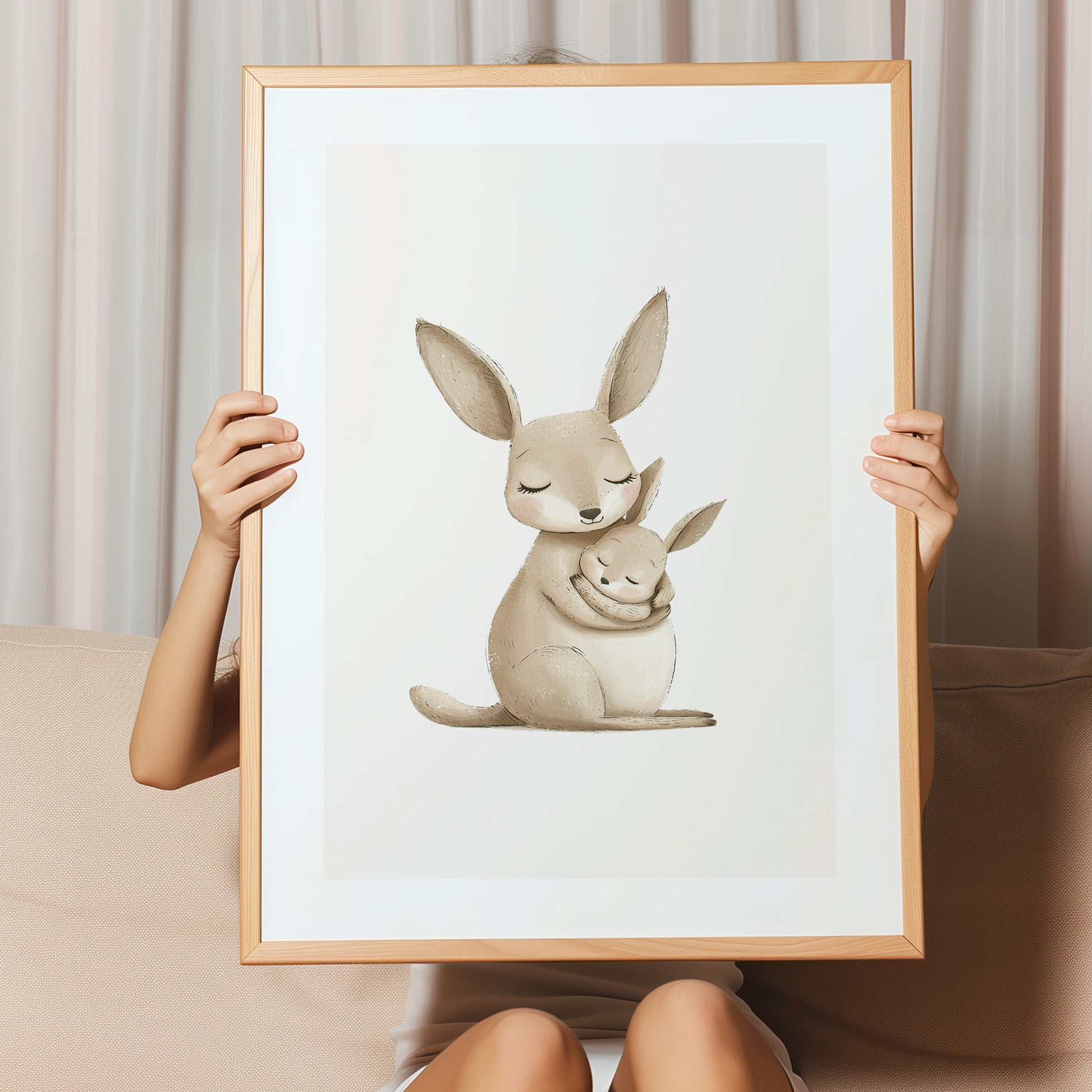 Kinderzimmerbild zwei Kängurus Familie Koala gemald A4 - Poster für das Kinderzimmer babyzimmer