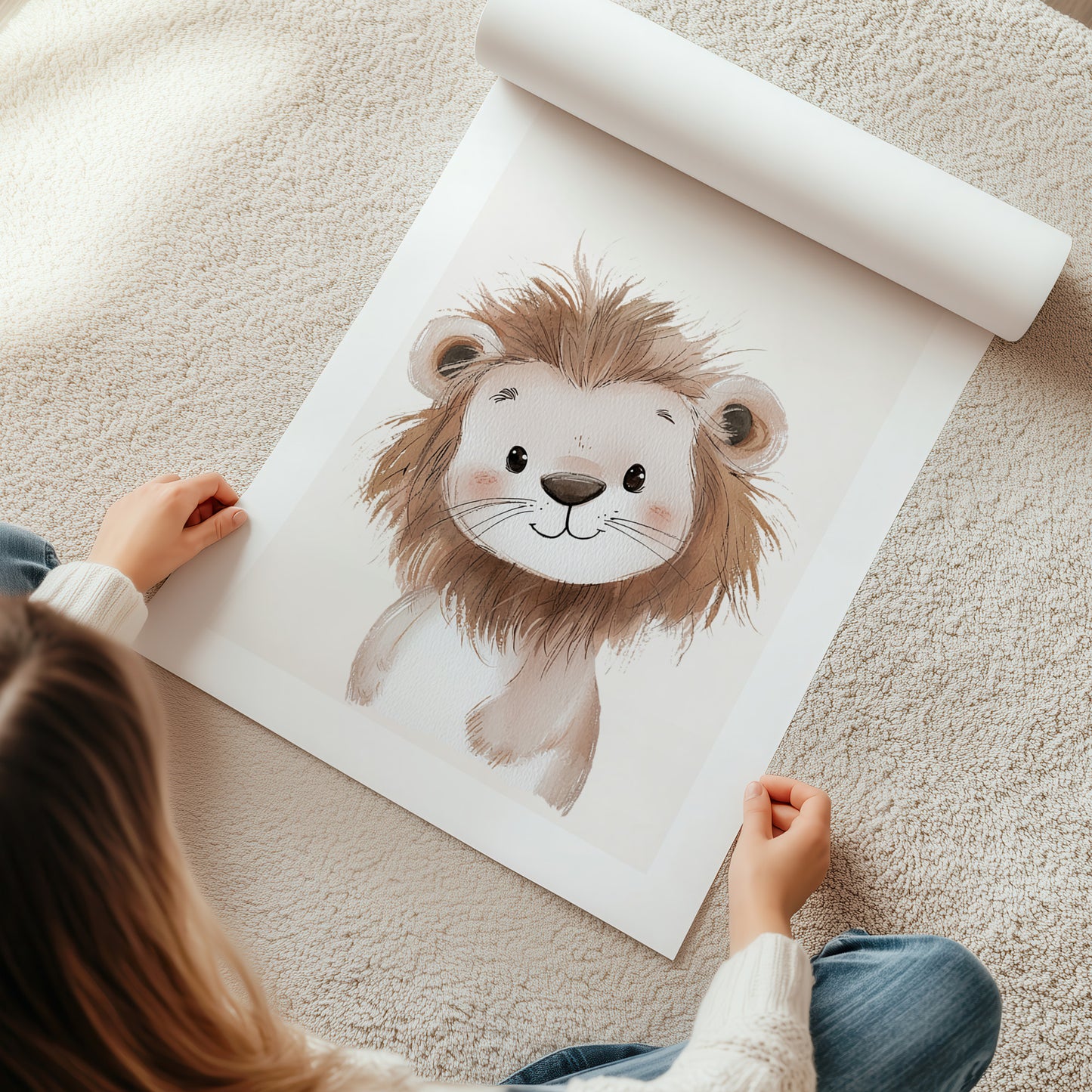 Kinderzimmerbild Löwe gemald A4 - Poster für das Kinderzimmer babyzimmer