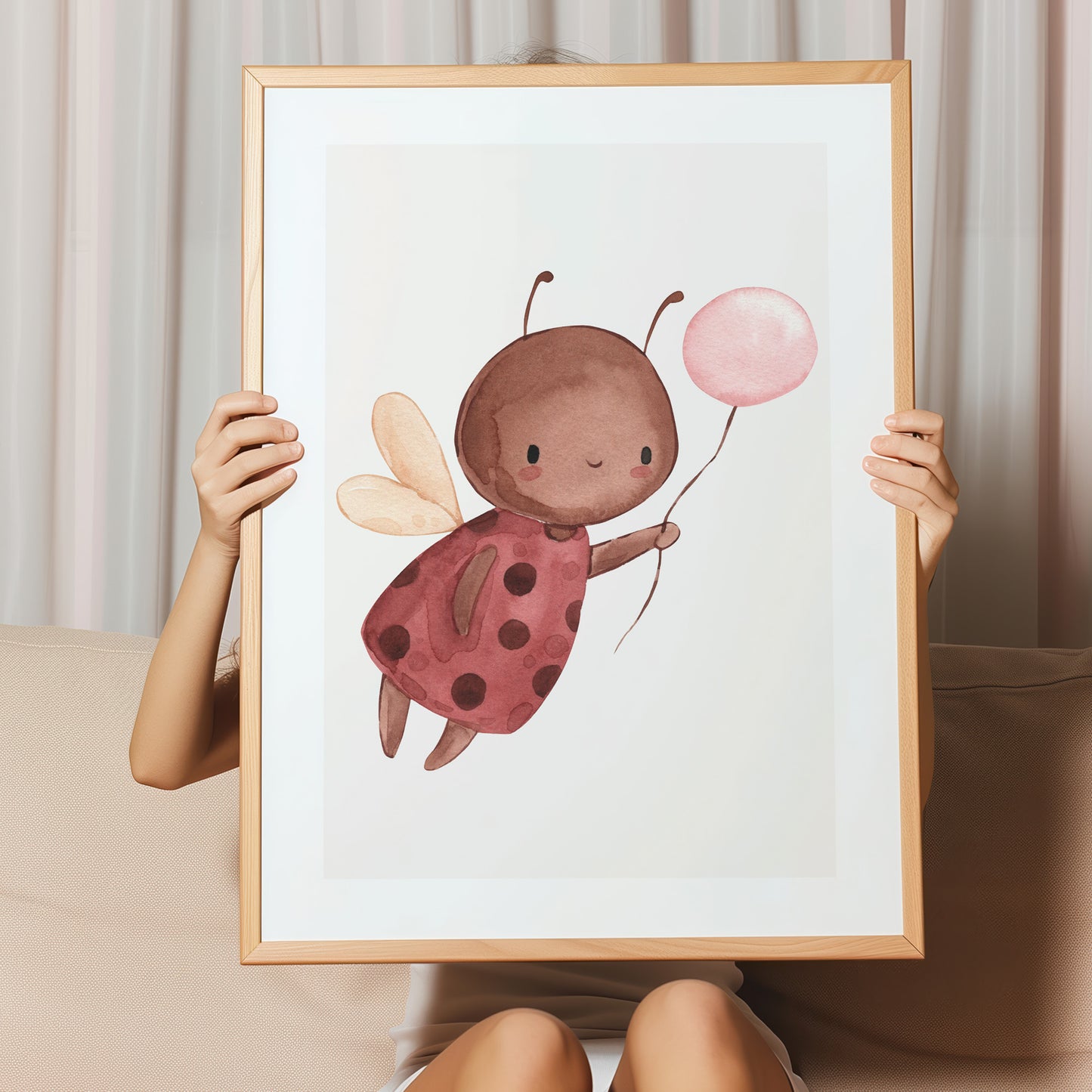 Kinderzimmerbild Marienkäfer gemald A4 - Poster für das Kinderzimmer babyzimmer