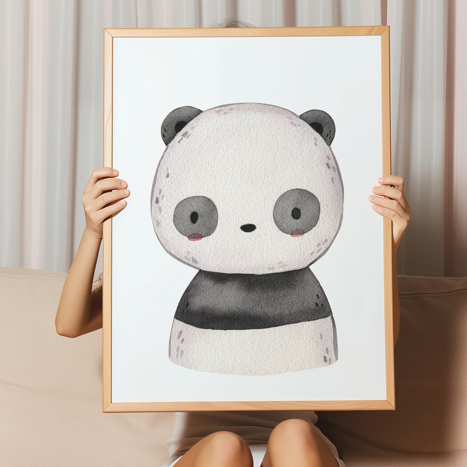 Kinderzimmerbild Panda schwarz weiß A4 A3 - Poster für das Kinderzimmer babyzimmer 
