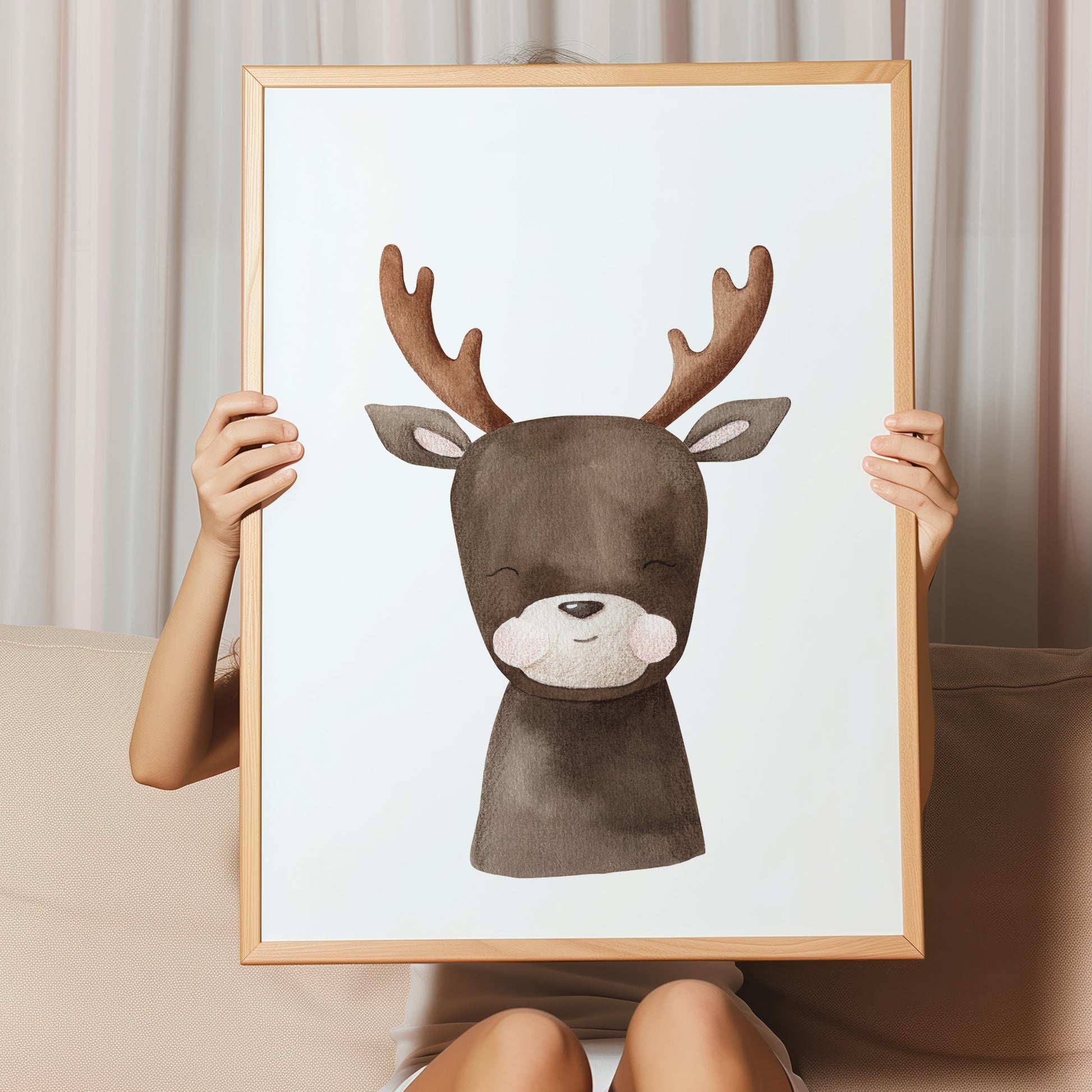 Kinderzimmerbild Reh gemald A4 - Poster für das Kinderzimmer babyzimmer