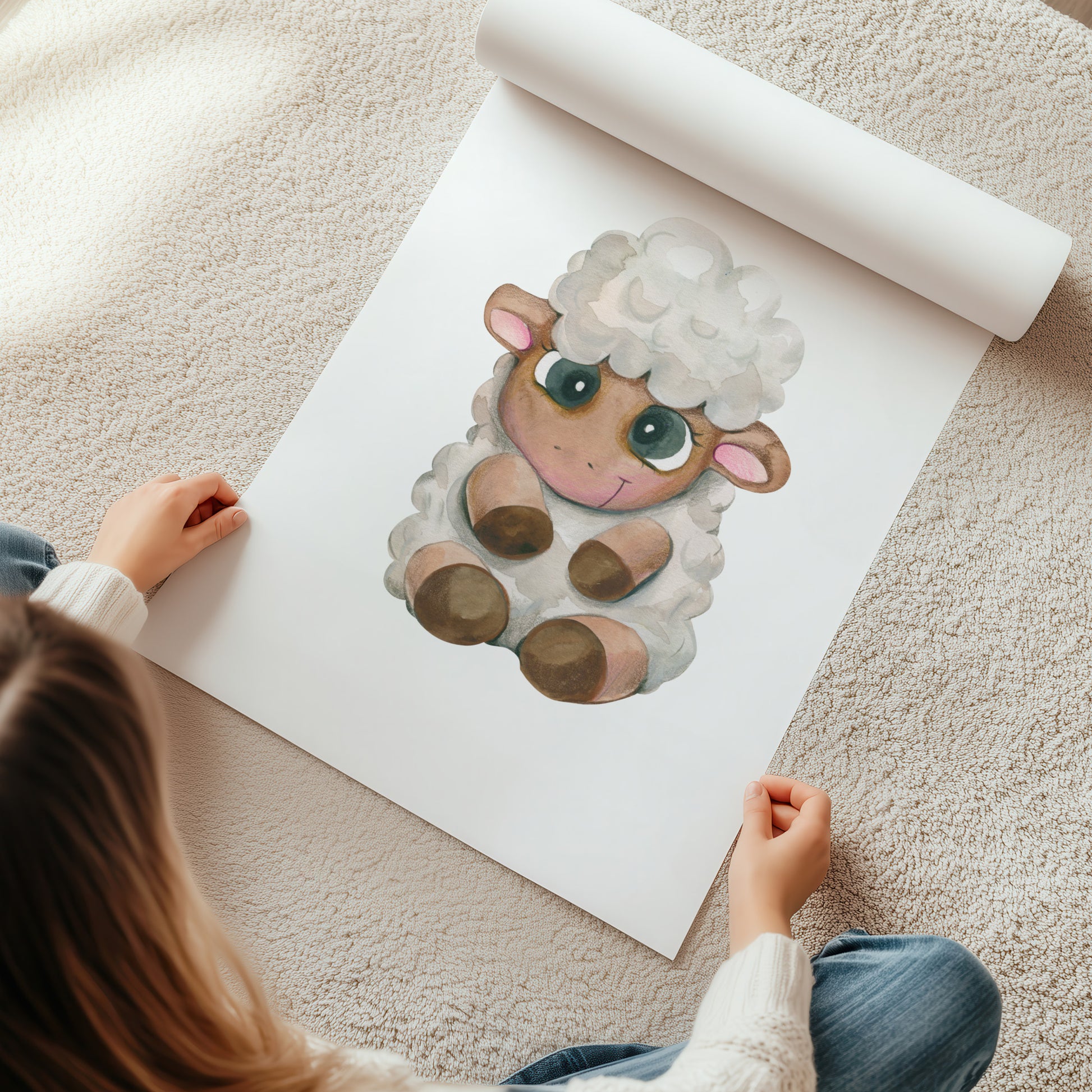 Kinderzimmerbild mit einer gemaltem Scharf. Poster für das Kinderzimmer Babyzimmer