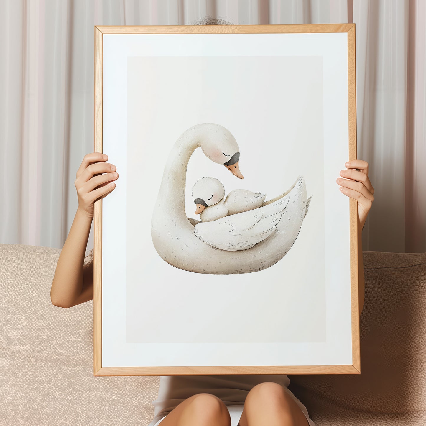 Kinderzimmerbild zwei Schwäne gemald A4 - Poster für das Kinderzimmer babyzimmer