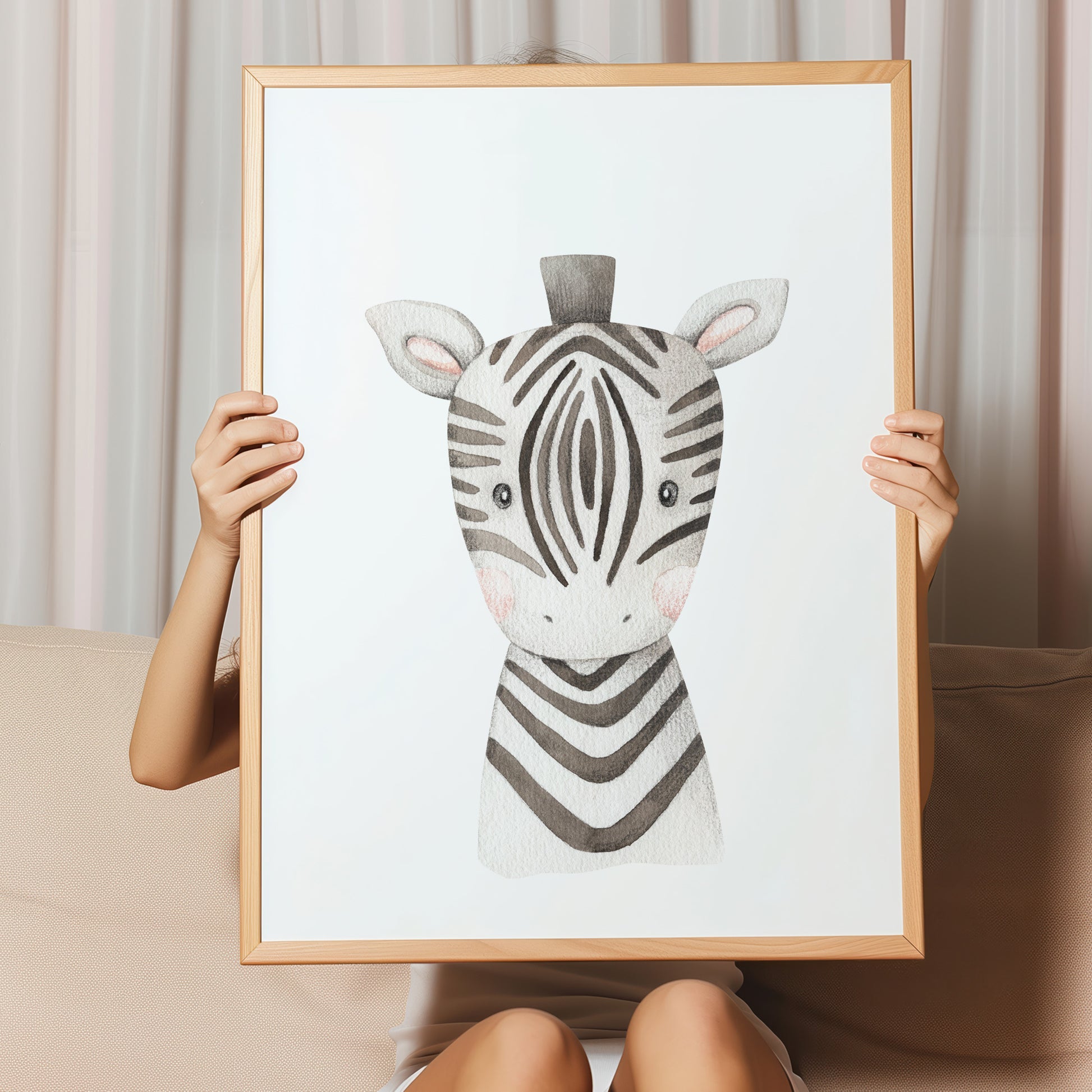 Kinderzimmerbild Zebra gemalt - poster für das Kinderzimmer oder Babyzimmer A4