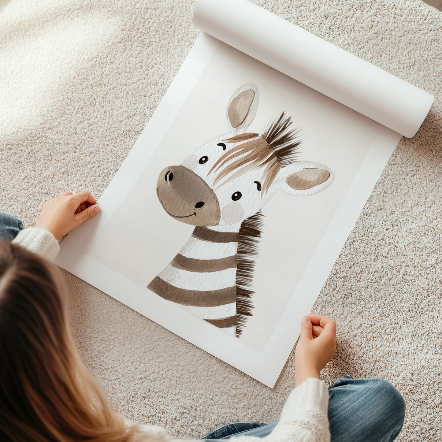 Kinderzimmerbild Zebras gemald A4 - Poster für das Kinderzimmer babyzimmer