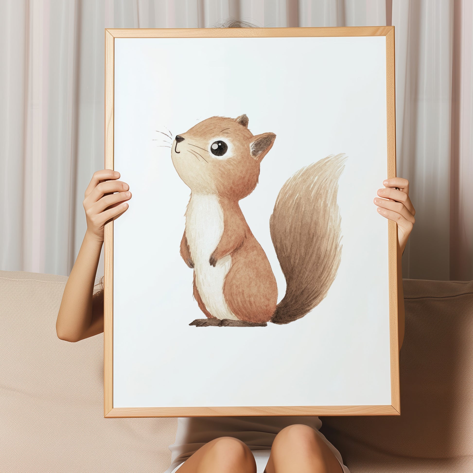Kinderzimmerbild eichhörnchen mit Herz gemalt A4 A3 - Poster für das Kinderzimmer babyzimmer