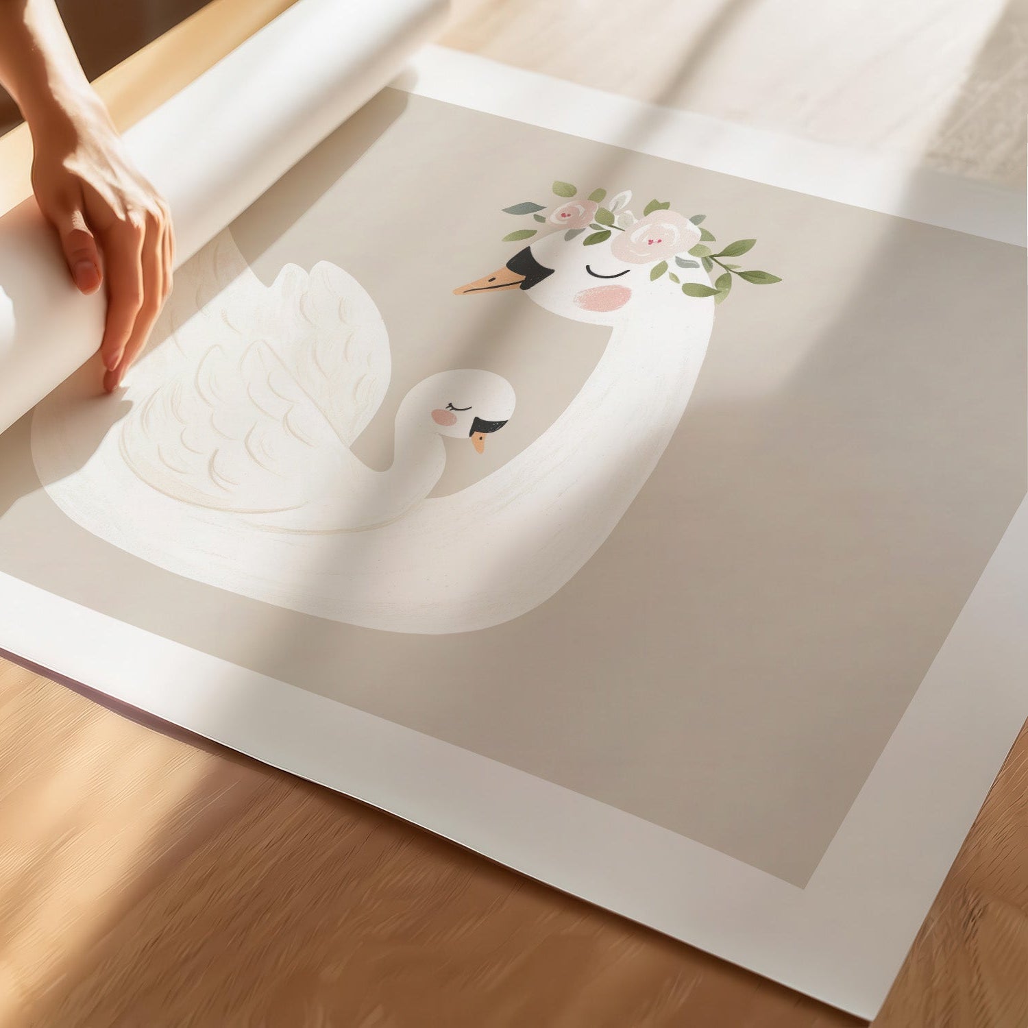 Kinderzimmerbild Schwan gemalt Tiere - Poster für das Kinderzimmer babyzimmer A3 & A4