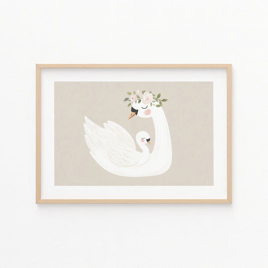 Kinderzimmerbild Schwan gemalt Tiere - Poster für das Kinderzimmer babyzimmer A3 & A4