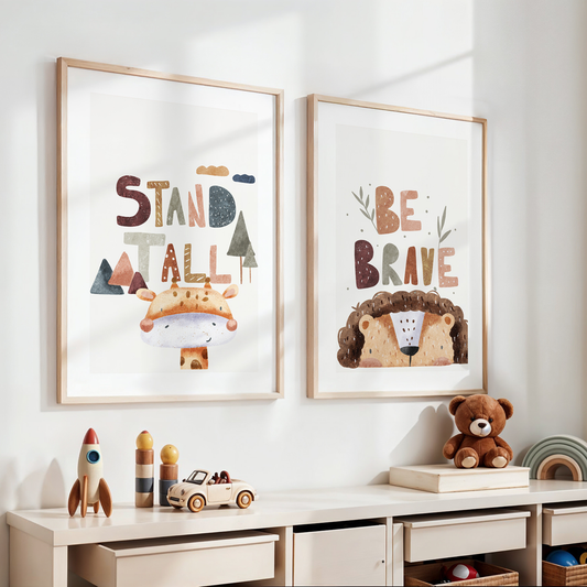 Kinderzimmerbillder set - 2 Kunstdrucke mit Motiven. Kinderzimmer Babyzimmer Bilder , Poster Din A4 & Din a3