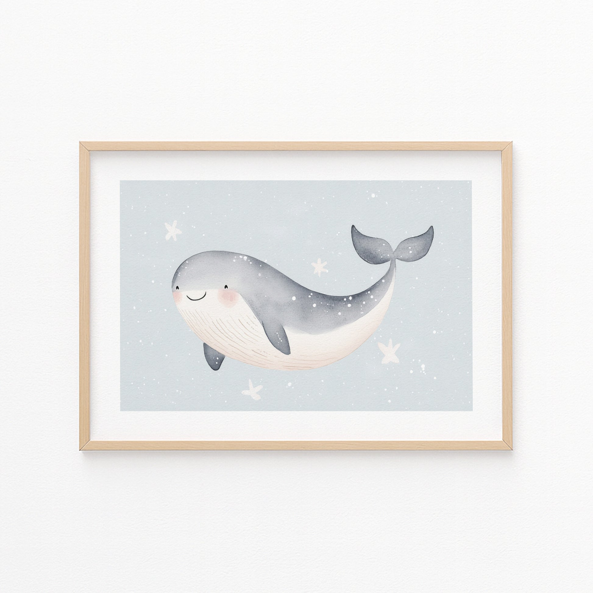Kinderzimmerbild Wal gemalt Tiere - Poster für das Kinderzimmer babyzimmer A3 & A4