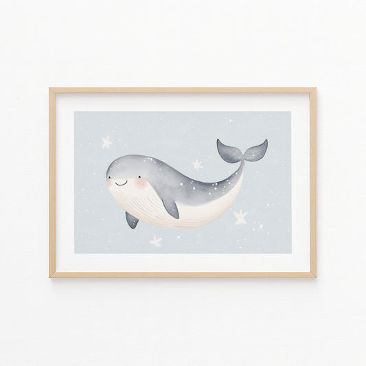Kinderzimmerbild Wal gemalt Tiere - Poster für das Kinderzimmer babyzimmer A3 & A4