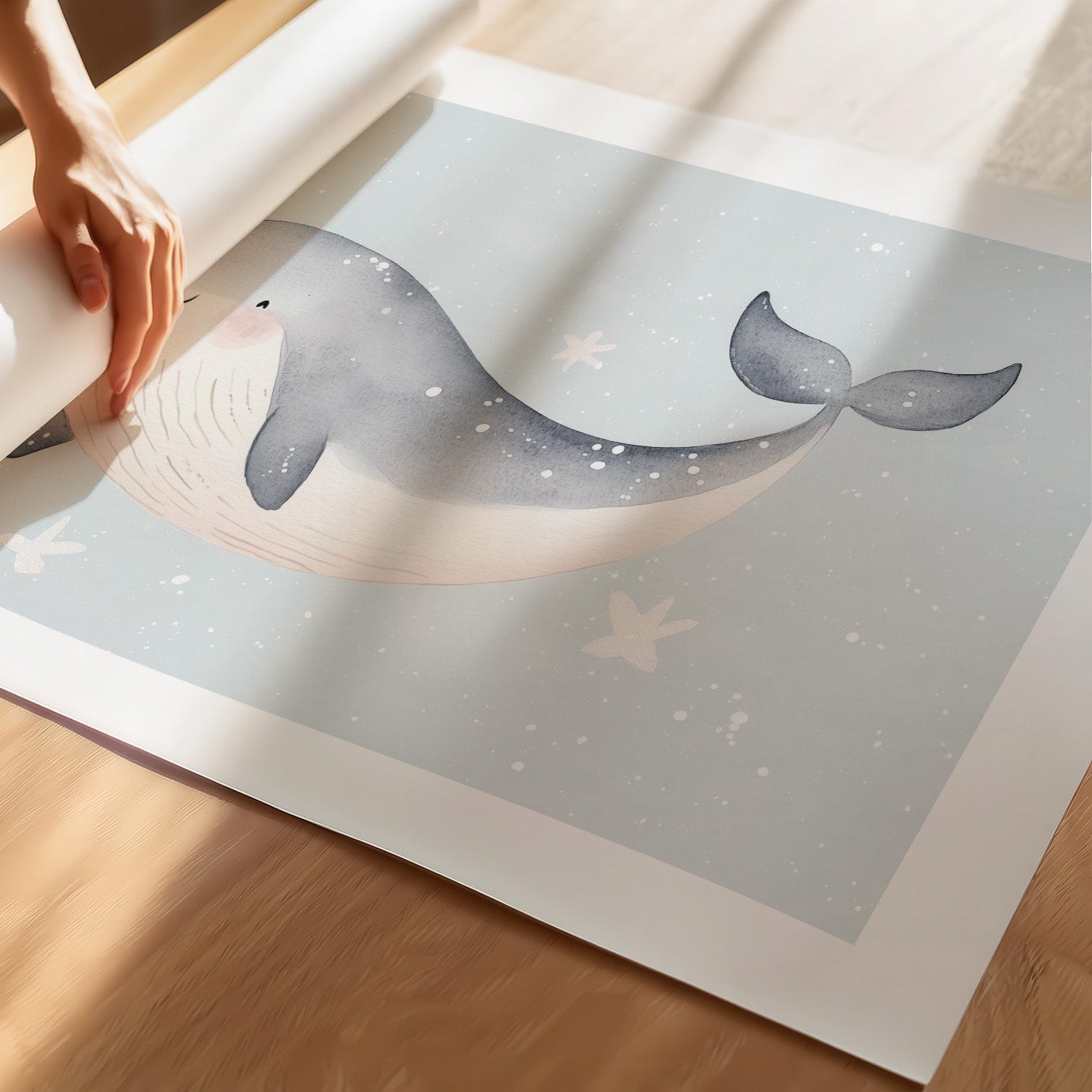 Kinderzimmerbild Wal gemalt Tiere - Poster für das Kinderzimmer babyzimmer A3 & A4