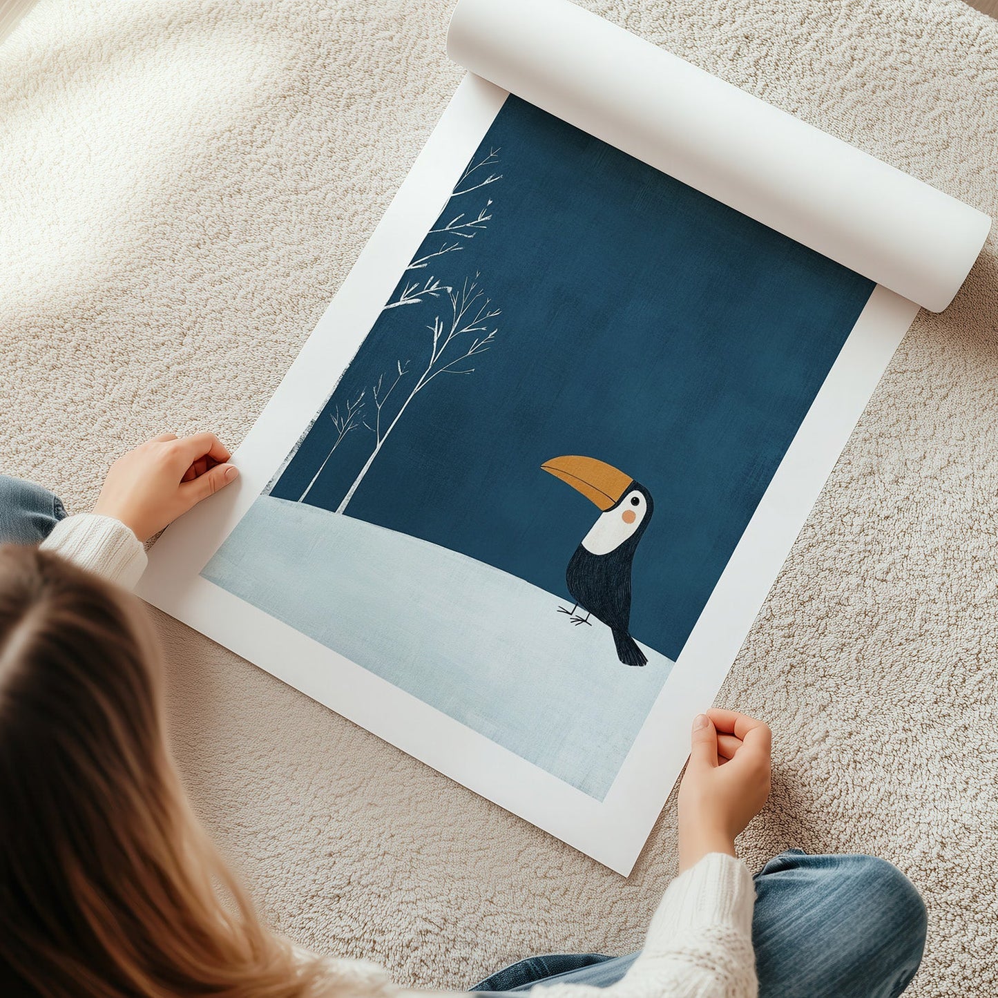 Wandbild Tucan gemalt Kinderzimmerbild