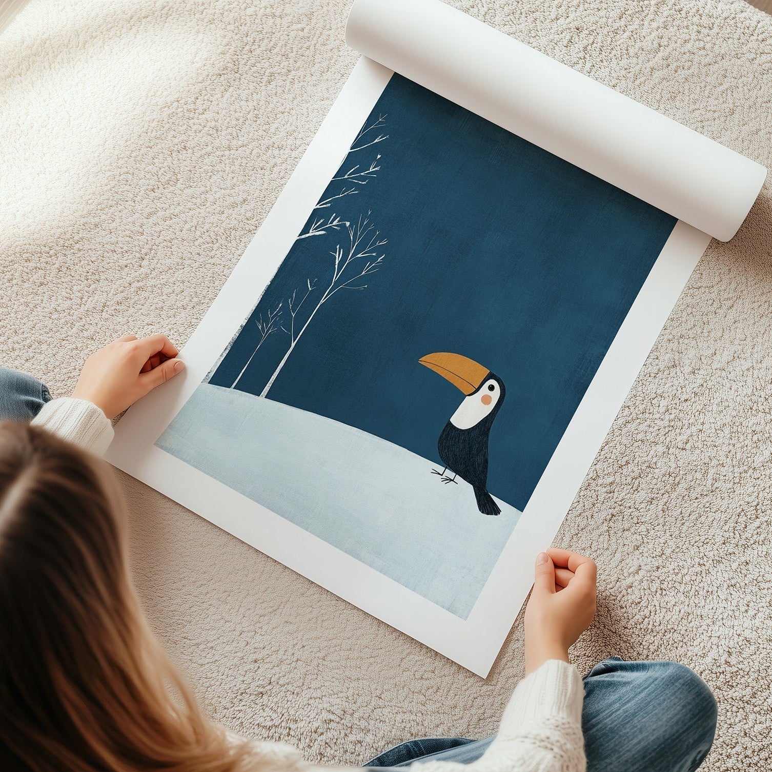 Wandbild Tucan gemalt Kinderzimmerbild