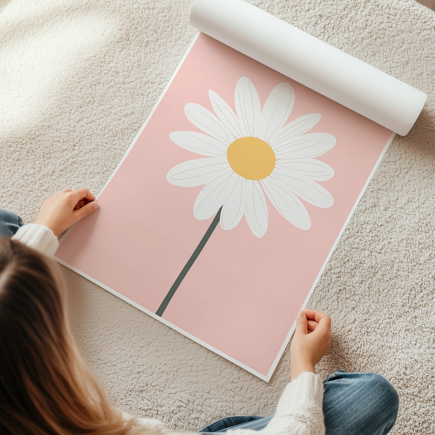 Kinderzimmer Bild mit einer Blume auf broas Hintergrund. Posterfür das Kinderzimmer Babyzimmer