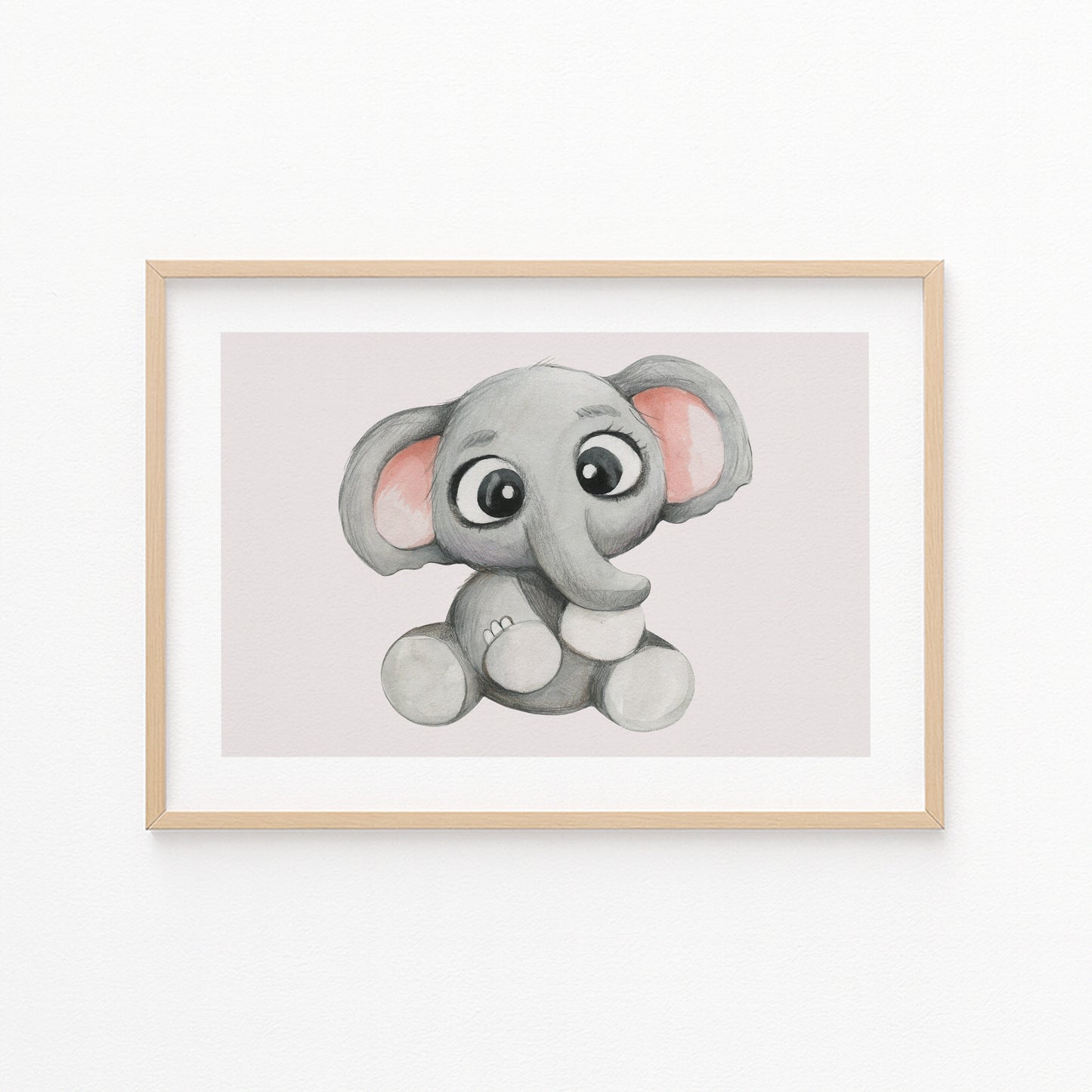 Kinderzimmerbild Elefant auf lila Hintergrund - Poster für das Kinderzimmer - Kunstdruck Babyzimmer A4 & A3