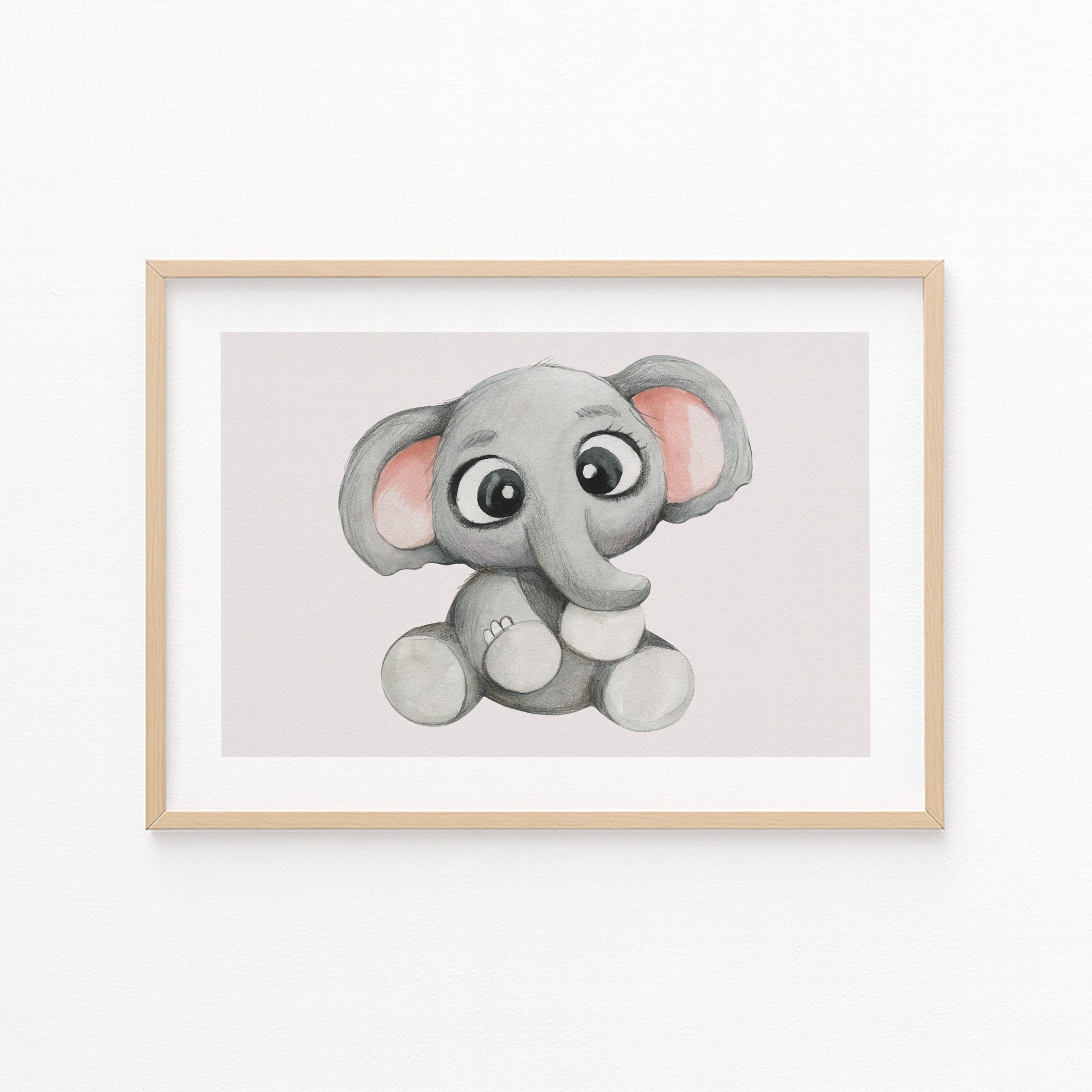 Kinderzimmerbild Elefant auf lila Hintergrund - Poster für das Kinderzimmer - Kunstdruck Babyzimmer A4 & A3