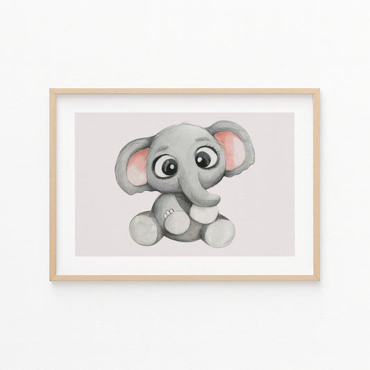 Kinderzimmerbild Elefant auf lila Hintergrund - Poster für das Kinderzimmer - Kunstdruck Babyzimmer A4 & A3