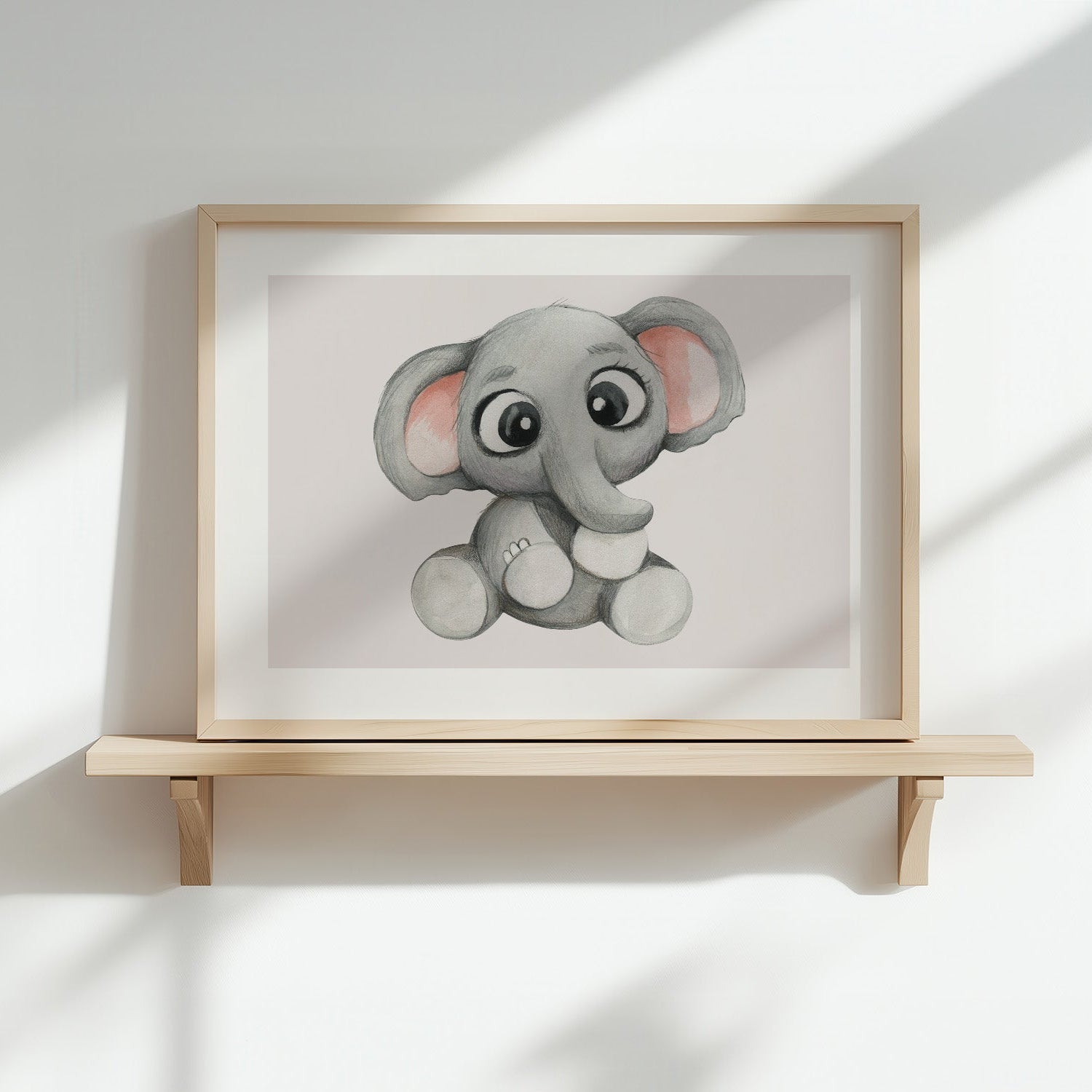 Kinderzimmerbild Elefant auf lila Hintergrund - Poster für das Kinderzimmer - Kunstdruck Babyzimmer A4 & A3