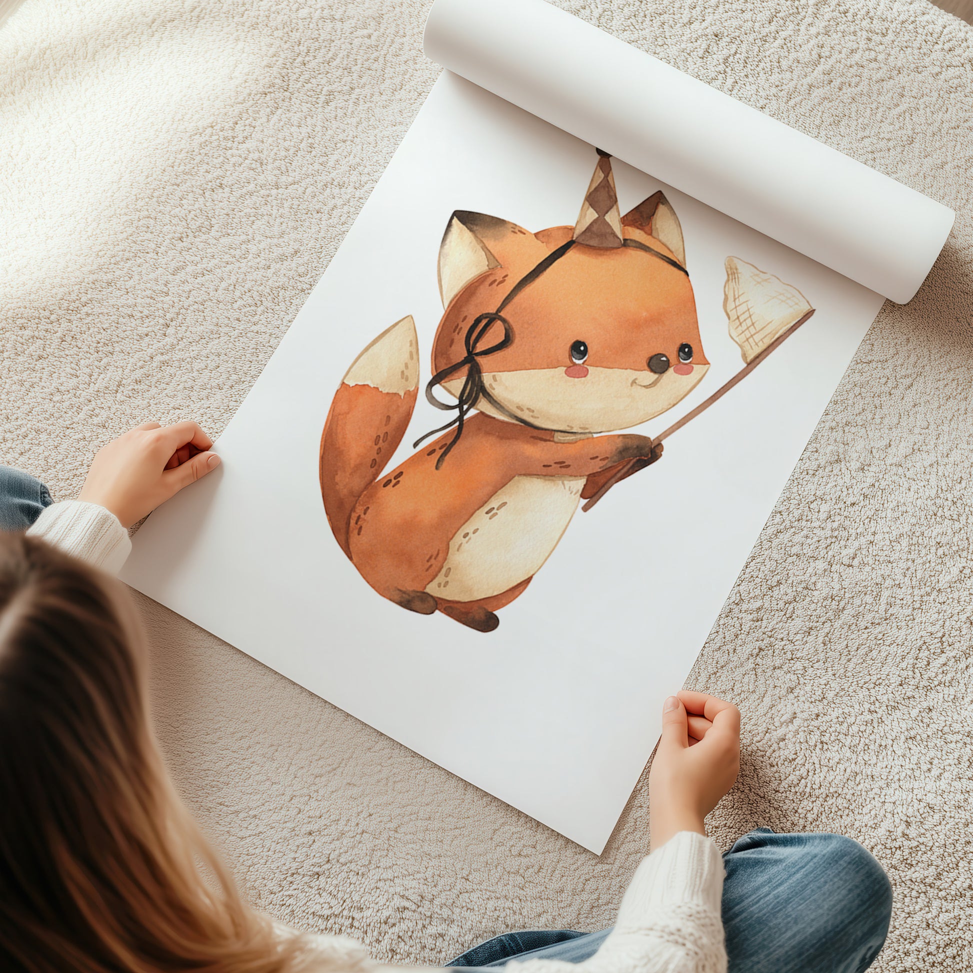 Kinderzimmerbild Fuchs mit Traumfänger Din A4 A3 - Poster für das Kinderzimmer babyzimmer 